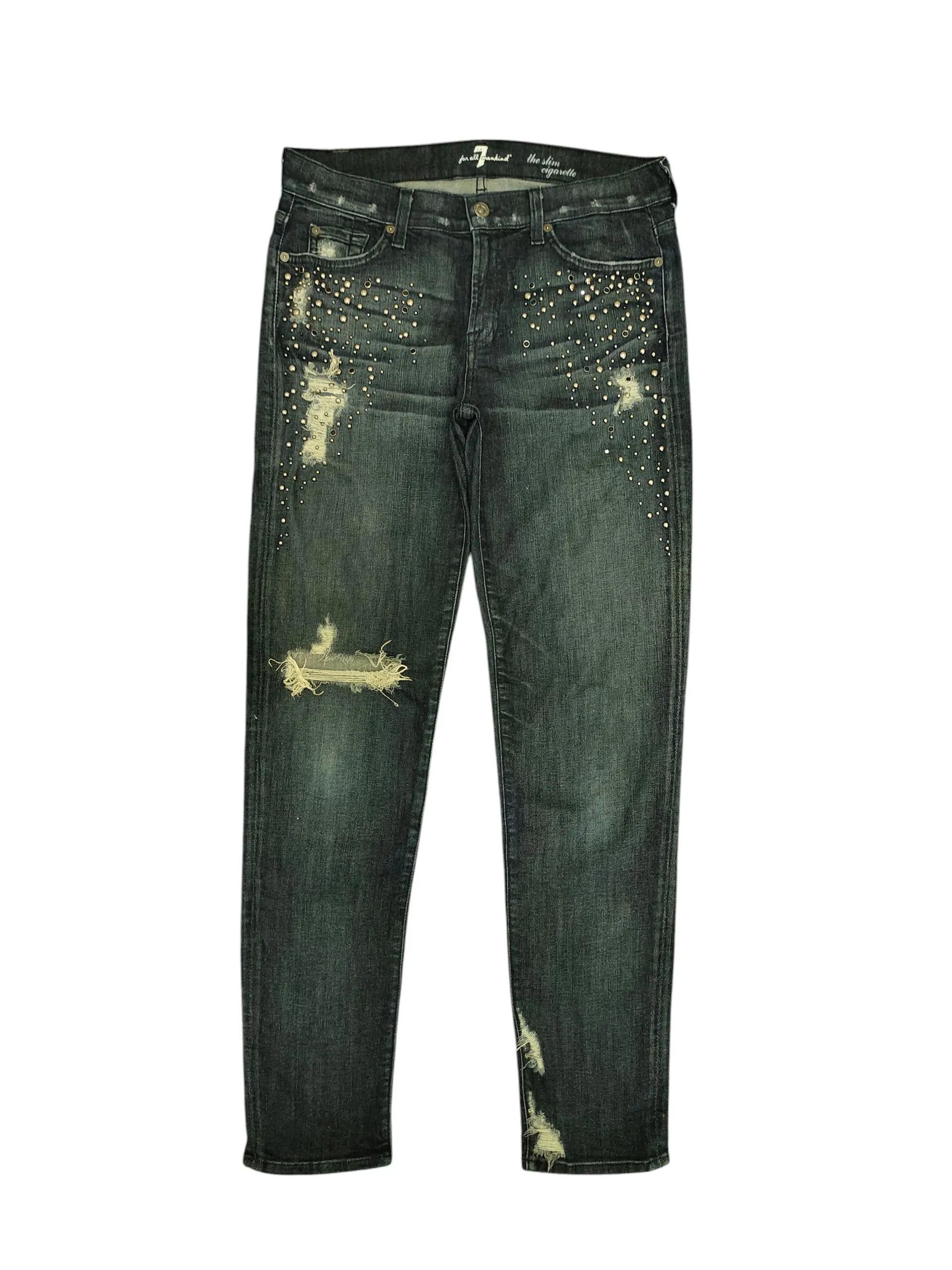 7 For All Mankind Vintage 7 For All Mankind Studded Slim Distress Jeans Size US 31 - 1 Thumbnail