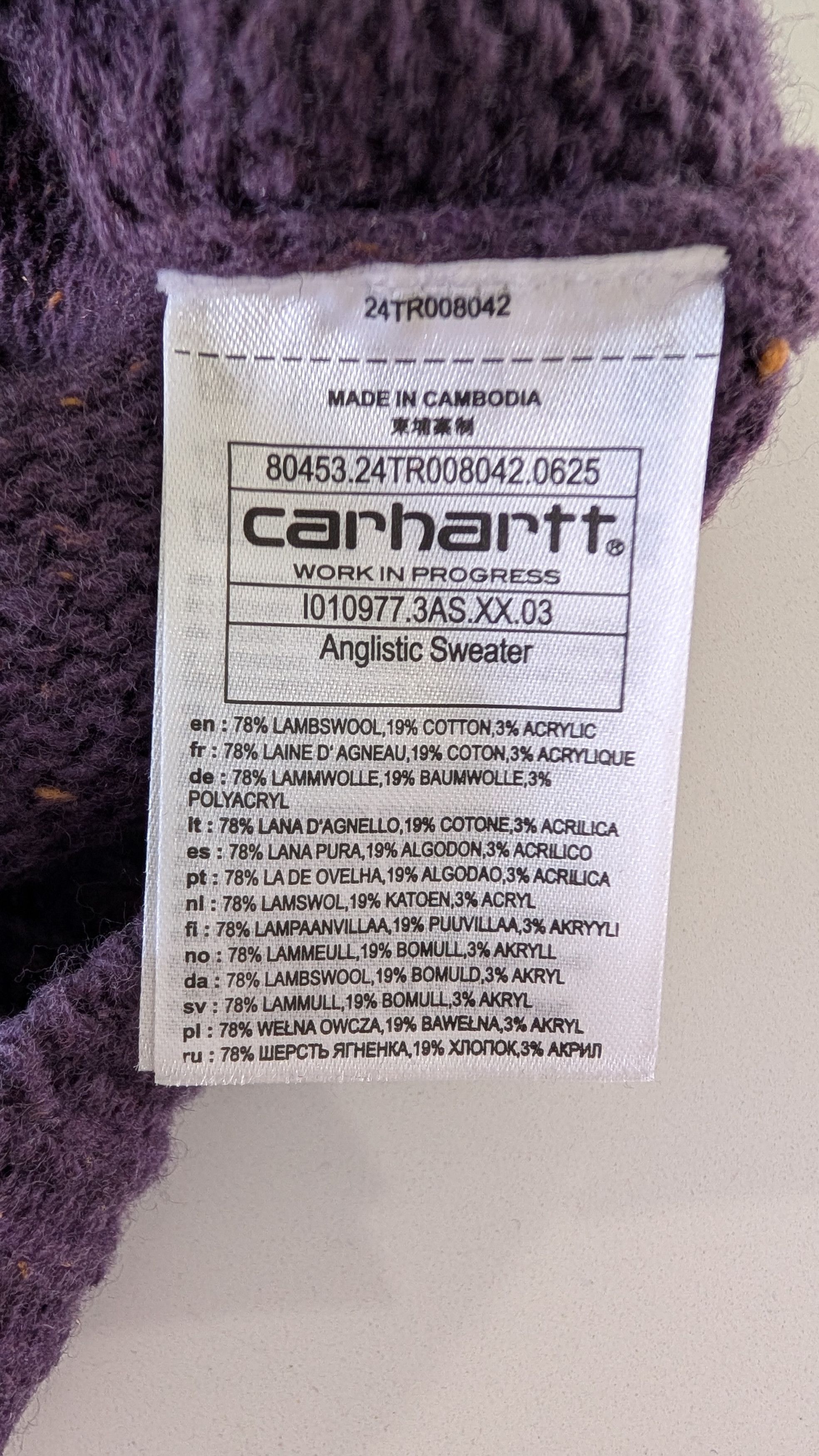 Carhartt Wip Carhartt WIP Anglistic Speckled Wool Knit Purple Size L Size US L / EU 52-54 / 3 - 6 Thumbnail