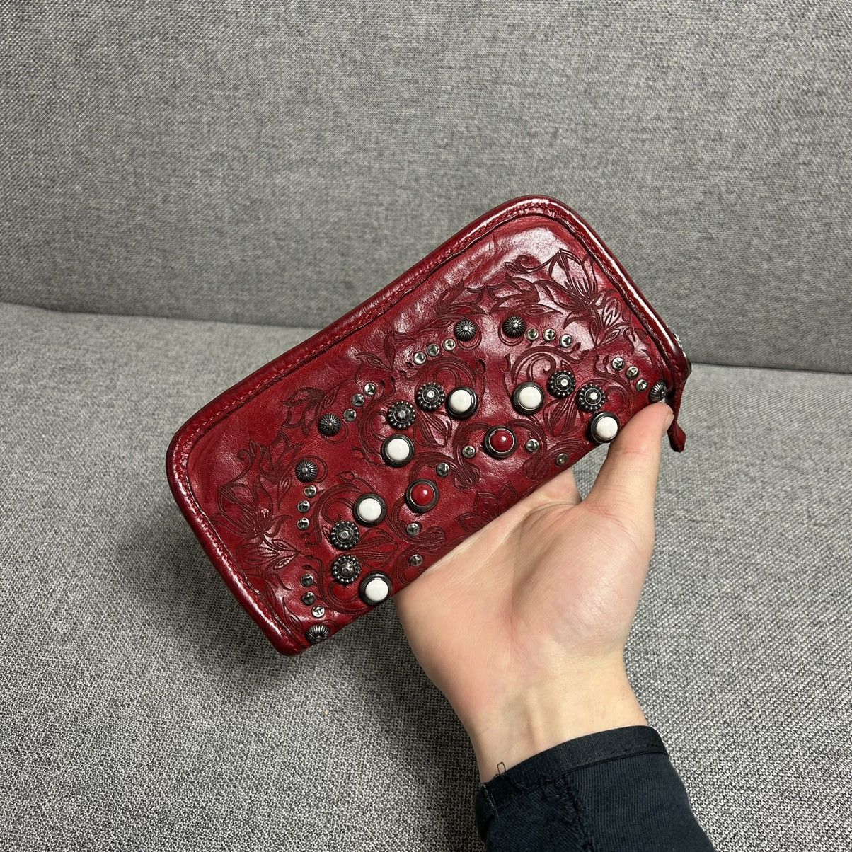 Campomaggi Campomaggi “Siena” Red Leather Wallet With Studs Size ONE SIZE - 5 Thumbnail