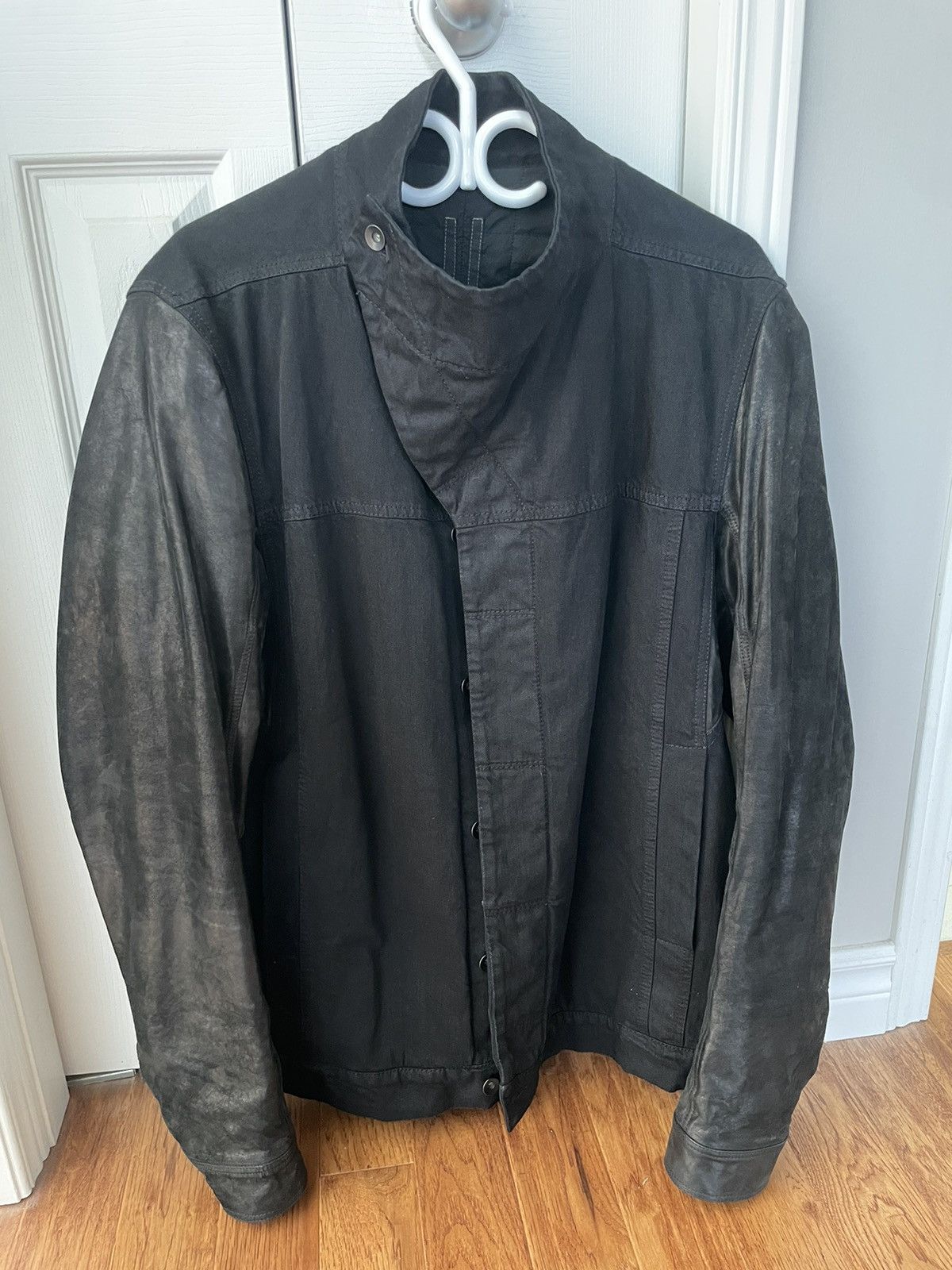 image of Rick Owens Slave Denim Leather Jacket Drkshdw Fw14 2014 in Black, Men's (Size XL)
