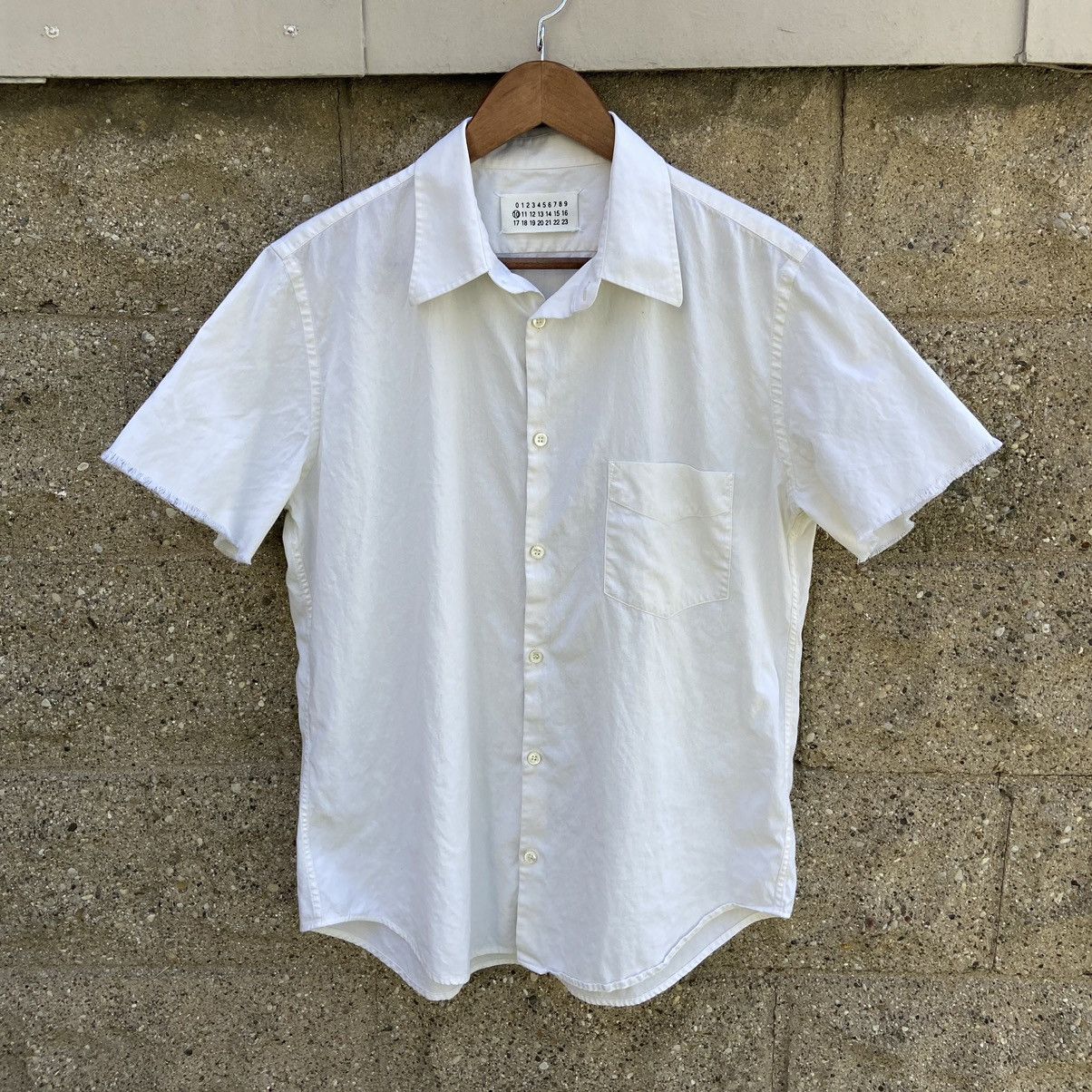 image of Maison Margiela Margiela “Cut Sleeves” White Button Up Shirt, Men's (Size Medium)