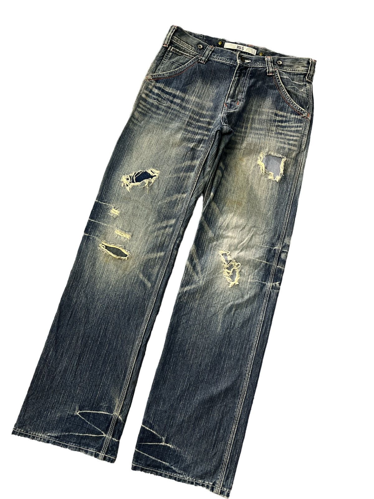 Edwin × Japanese Brand THRASHED EDWIN XV-S DISTRESSED DENIM PANT Size US 30 / EU 46 - 5 Thumbnail