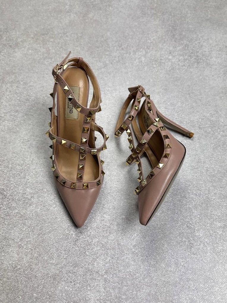 Valentino Valentino Garavagi Rockstud Ankle Strap Pump Heels 100mm Size US 5 / IT 35 - 1 Thumbnail