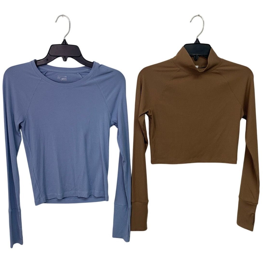 American Eagle Outfitters 2 New Offline By Aerie Long Sleeve Cropped Ribbed Knit Tops Size S / US 4 / IT 40 - 1 Thumbnail