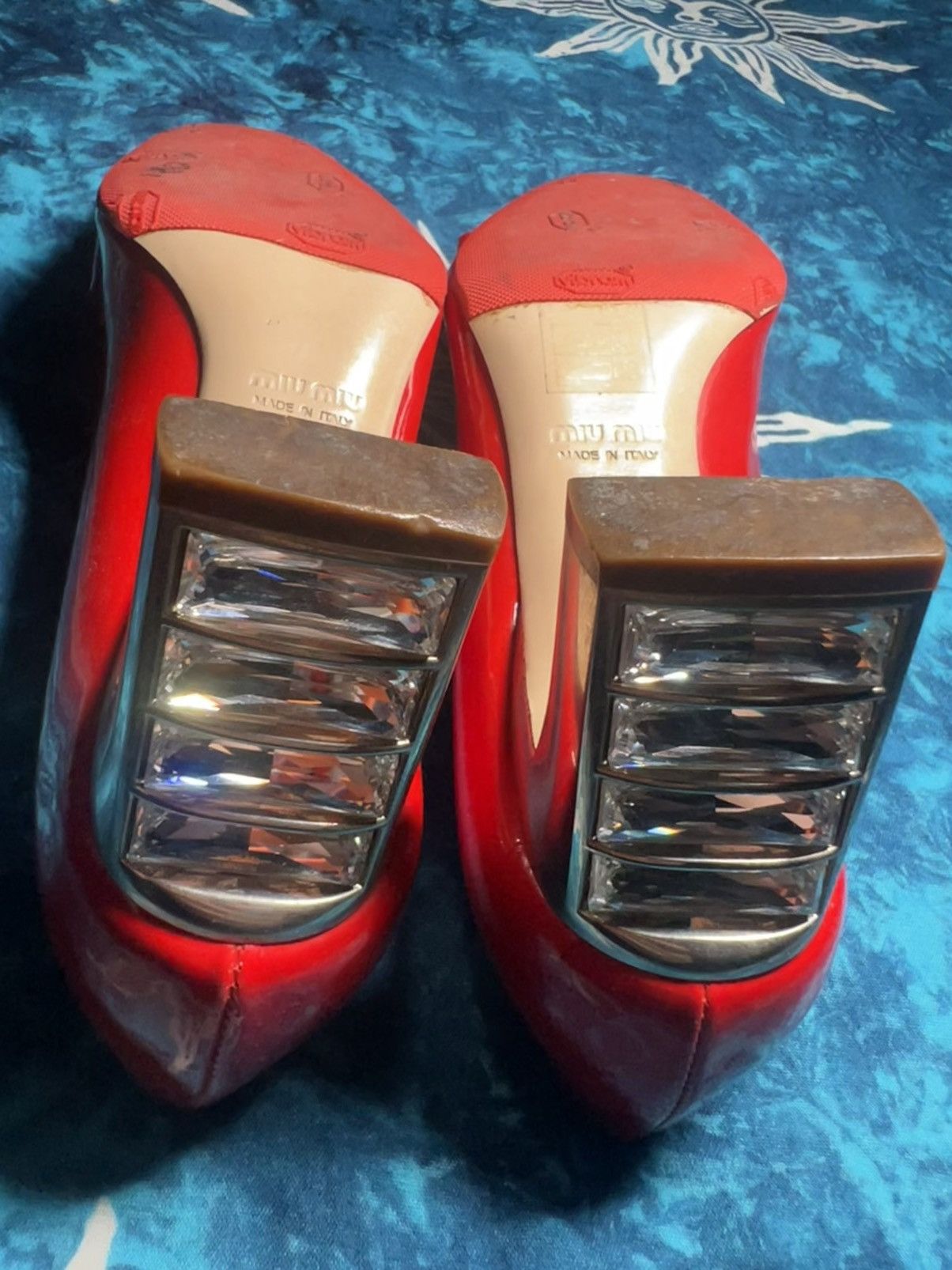 Miu Miu Miu Miu Red Patent Leather Block Heel Pumps Y2K Size US 4 / IT 34 - 17 Thumbnail
