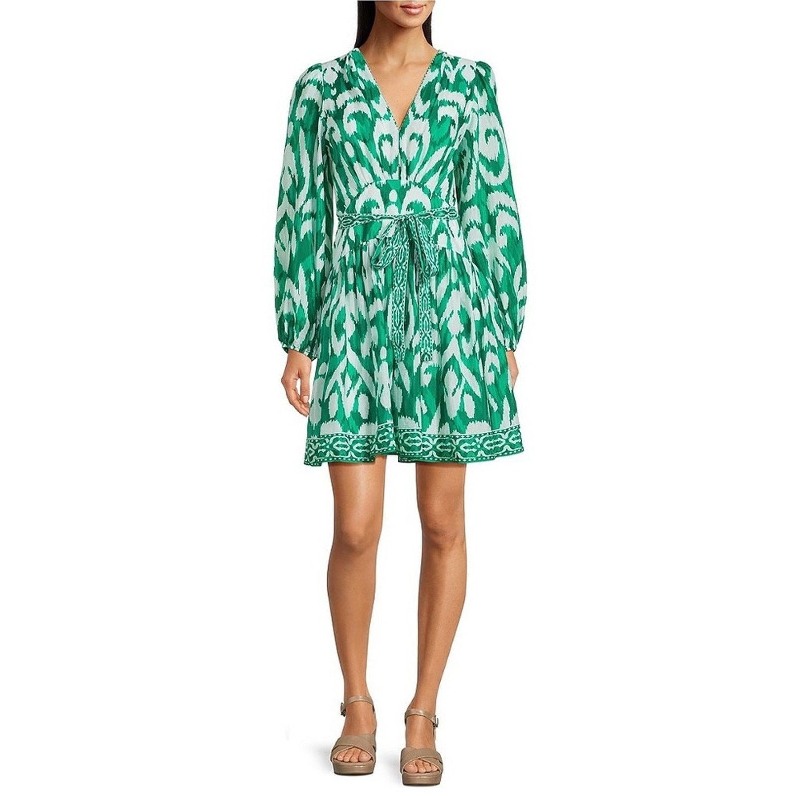 & Other Stories Alex Marie Long Sleeve Dress Printed Teal and White size 4 Size S / US 4 / IT 40 - 1 Thumbnail