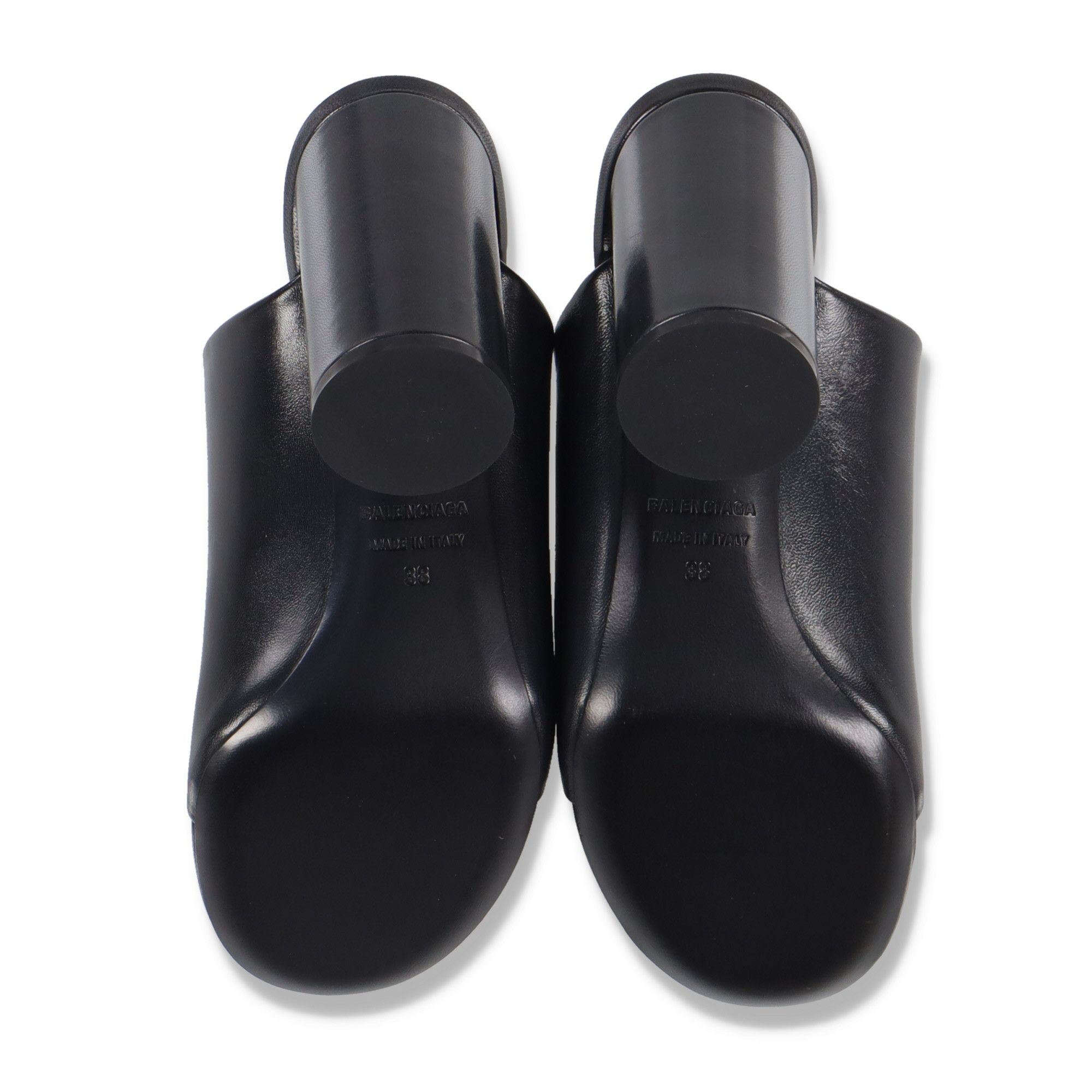 Balenciaga Black Oval 90 BB Logo Leather Sandals Size US 7 / IT 37 - 7 Thumbnail