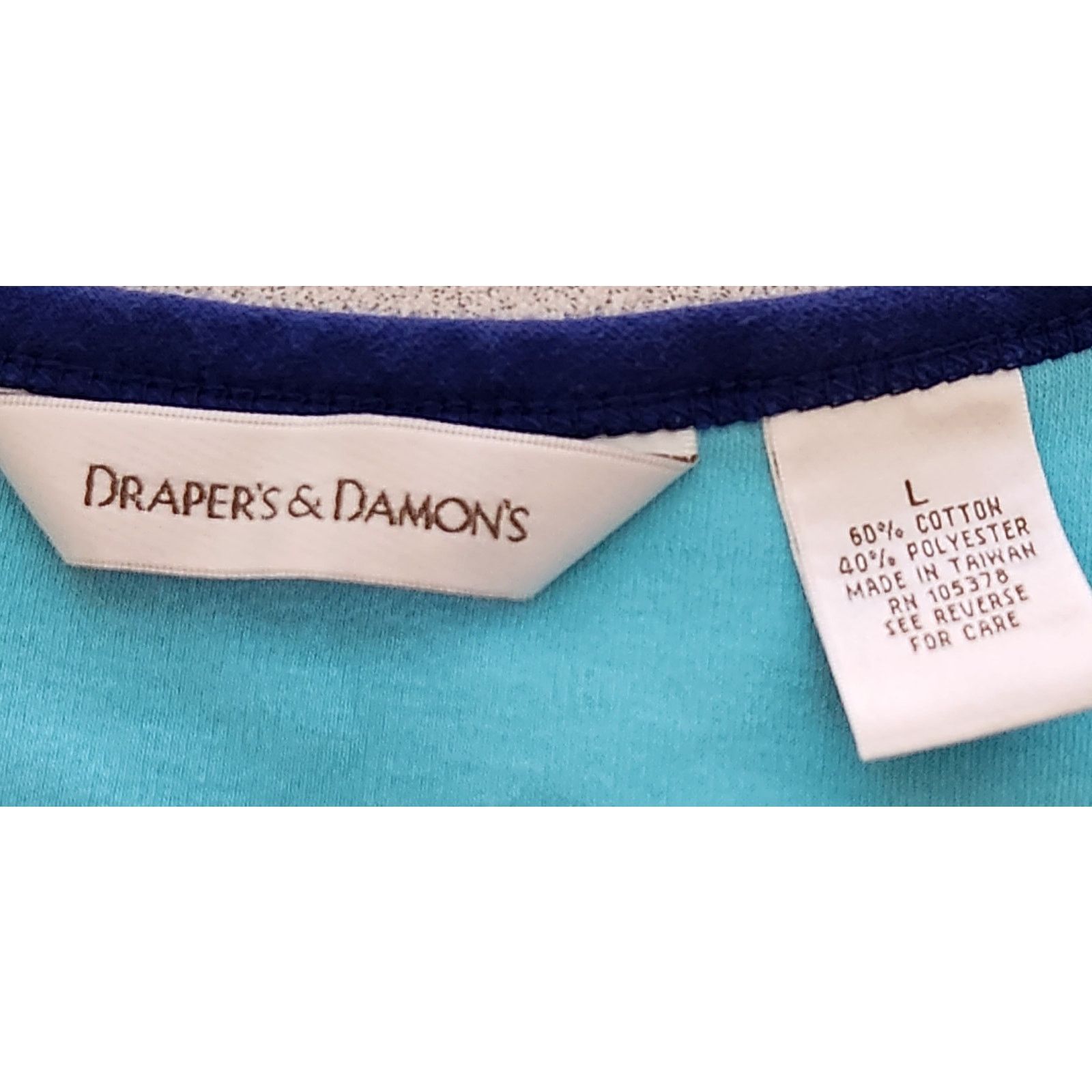 Other Draper's & Damon's Blue Contrasting Round Neck Trim Top L Size L / US 10 / IT 46 - 4 Thumbnail