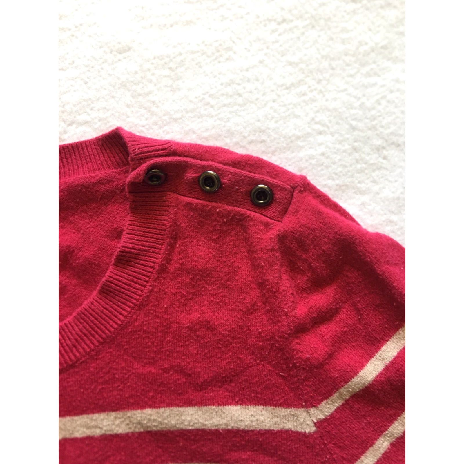 Banana Republic Banana Republic Sweater Women’s Size S Hot Pink Lightweight Striped Knit Pullover Long Sleeve Scoop Neck Size S / US 4 / IT 40 - 6 Thumbnail