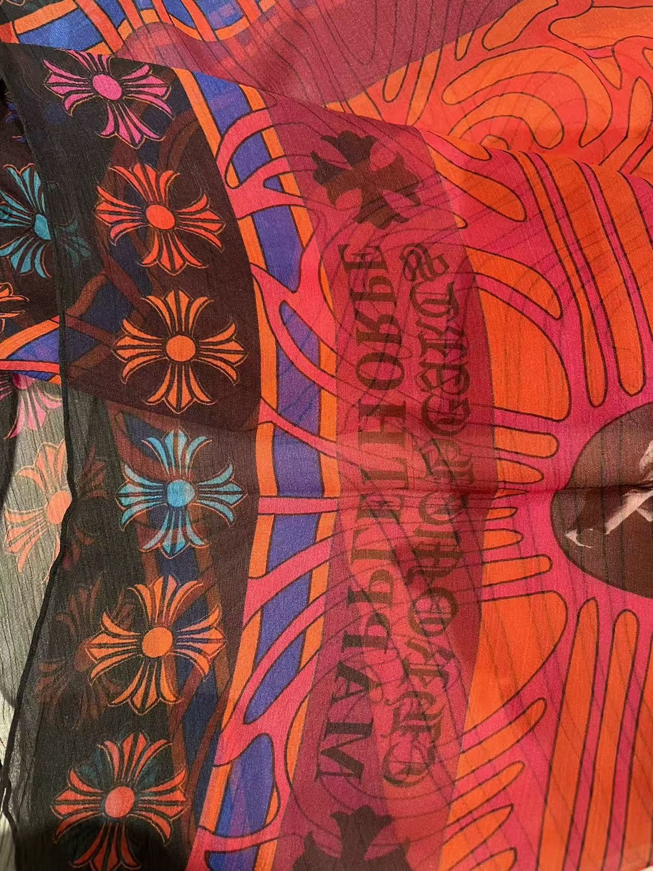 Chrome Hearts Chrome Hearts Mapplethorpe Multi-Color Cross Red Silk Scarf Size ONE SIZE - 4 Thumbnail