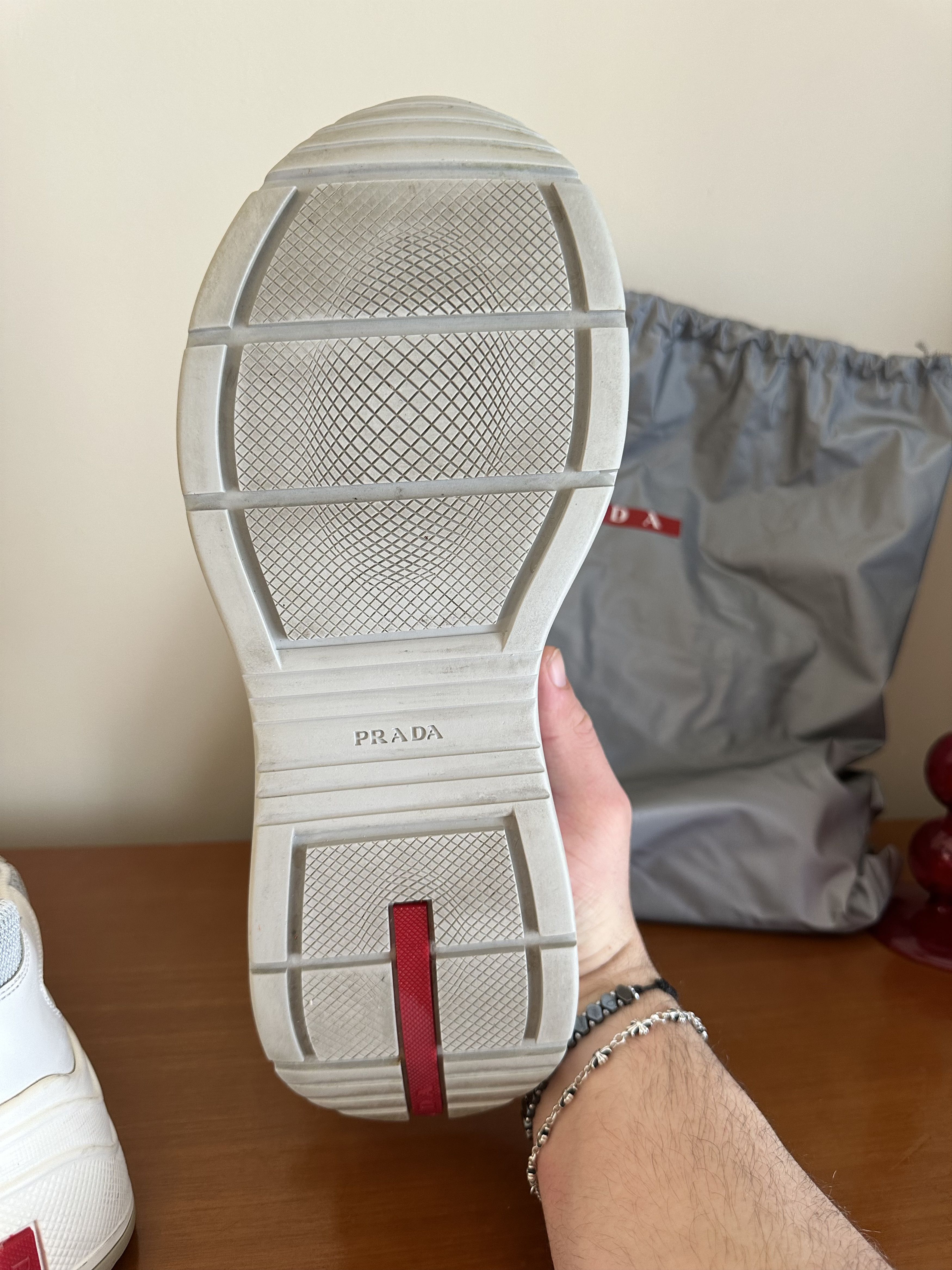 Prada Prada America’s Cup-Style Sneakers – White / Grey (4E3494) Size US 8.5 / EU 41-42 - 3 Thumbnail