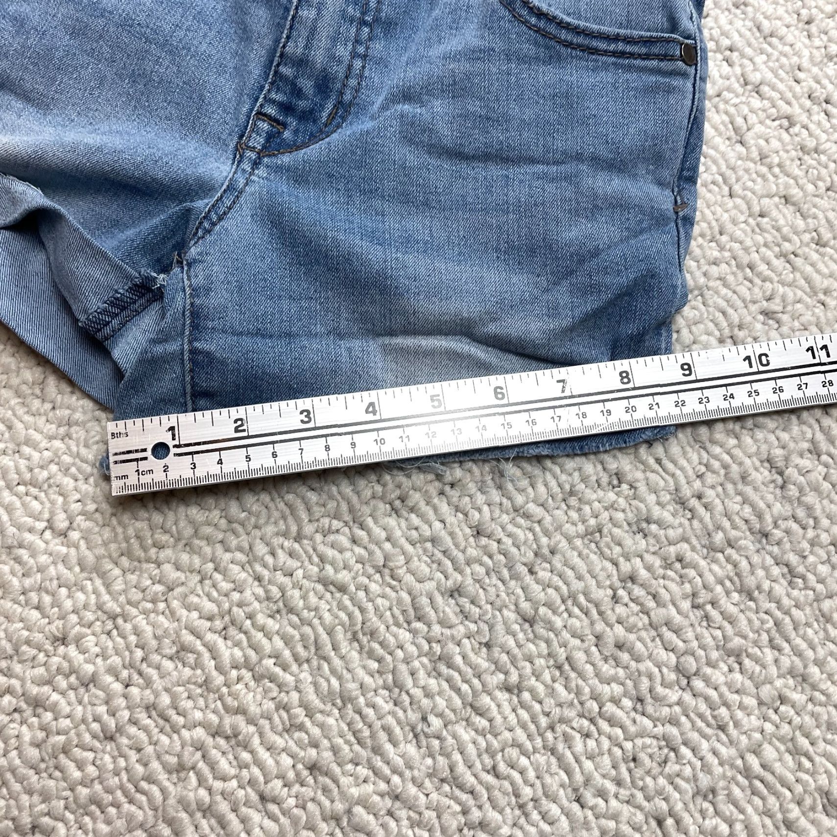 Castore Astor Denim Shorts Juniors 3" Inseam Blue Solid Cotton Polyester Size 26" / US 2 / IT 38 - 2 Thumbnail
