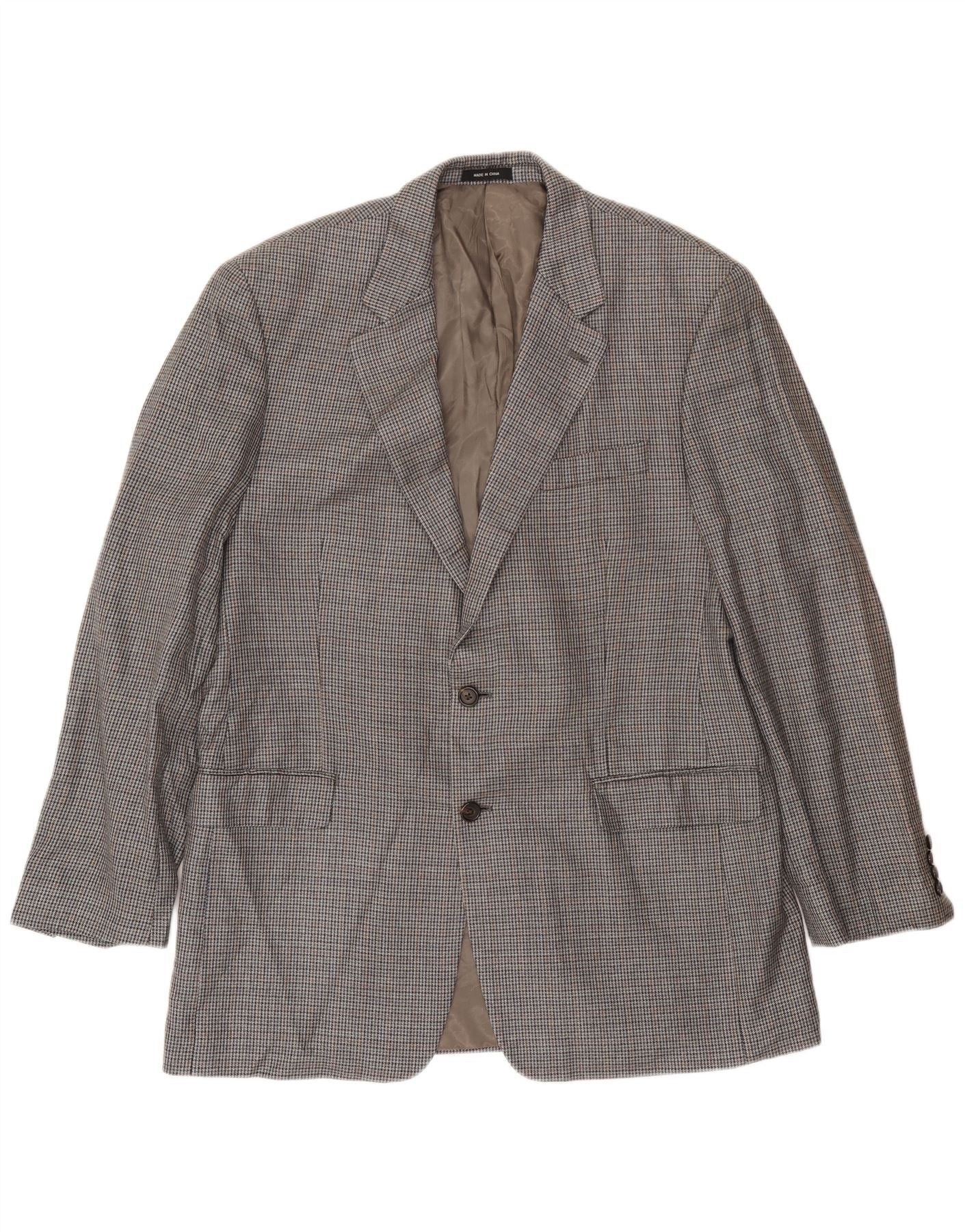 Ralph Lauren Mens 2 Button Blazer Jacket UK 42 Large Grey Houndstooth Sil Size US L / EU 52-54 / 3 - 1 Thumbnail