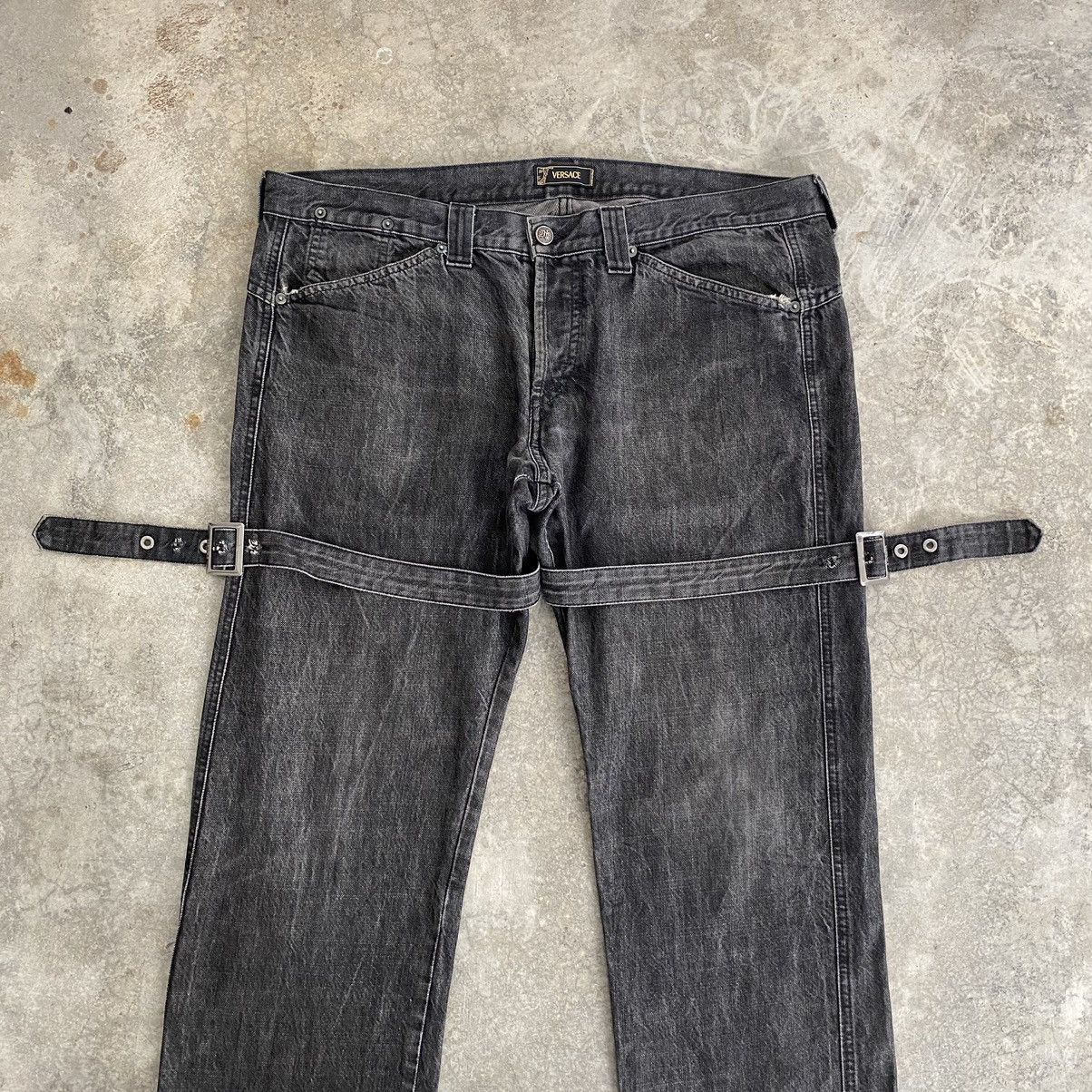 Versace 2004 Archive Versace Sanded Black Bondage Denim Jeans Size US 38 / EU 54 - 4 Thumbnail