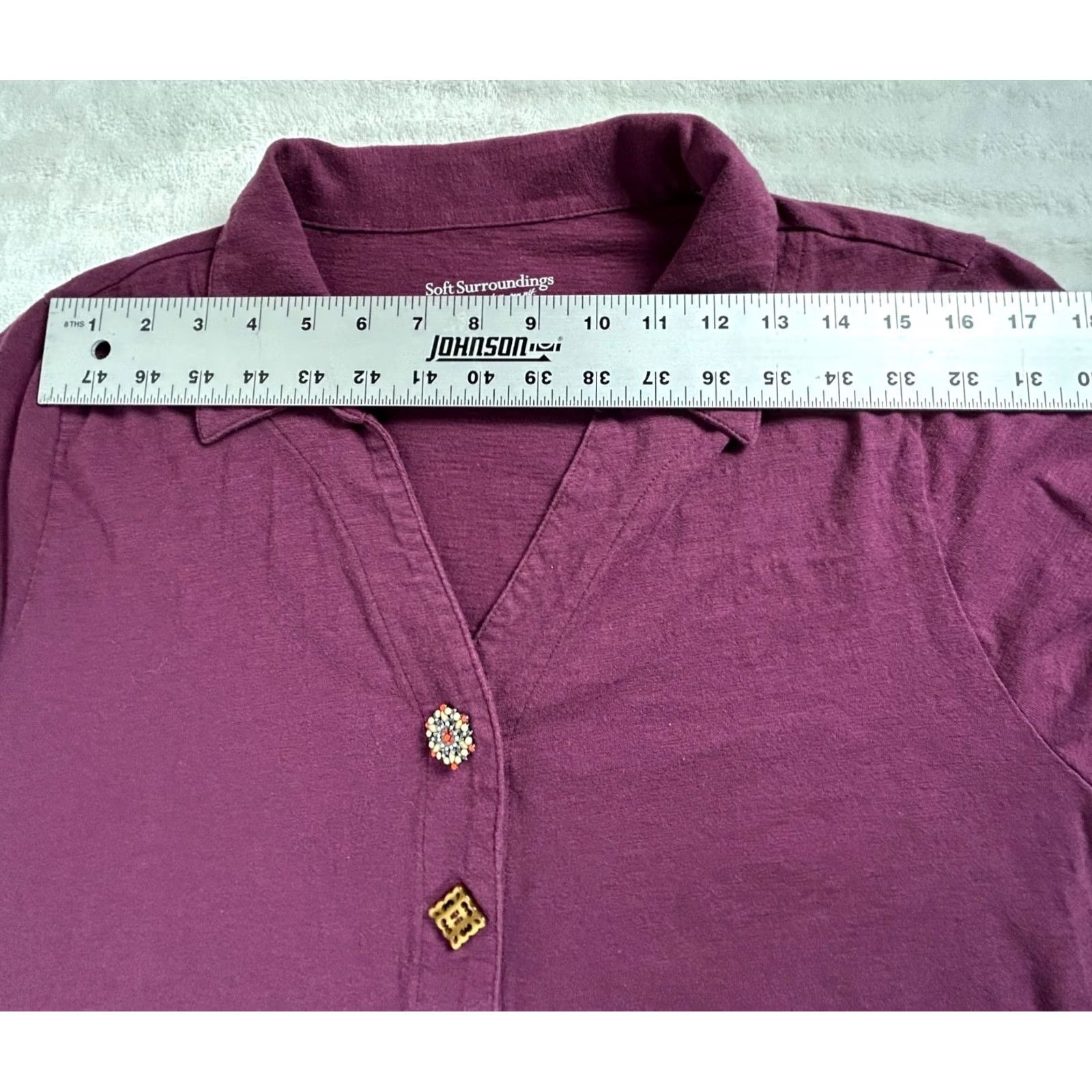 Soft Surroundings Soft Surroundings Shirt XL Purple 3/4 Sleeve Button Down Tunic Top Women Regular Adults Womens Size XL / US 12-14 / IT 48-50 - 5 Thumbnail