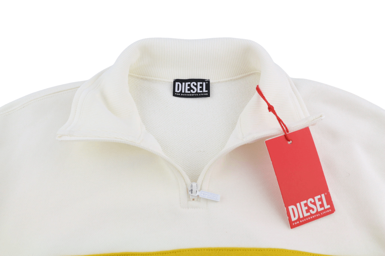 Diesel S-SAINT-DIVISION M White Half Zip Sweatshirt 40099 Size US M / EU 48-50 / 2 - 4 Thumbnail