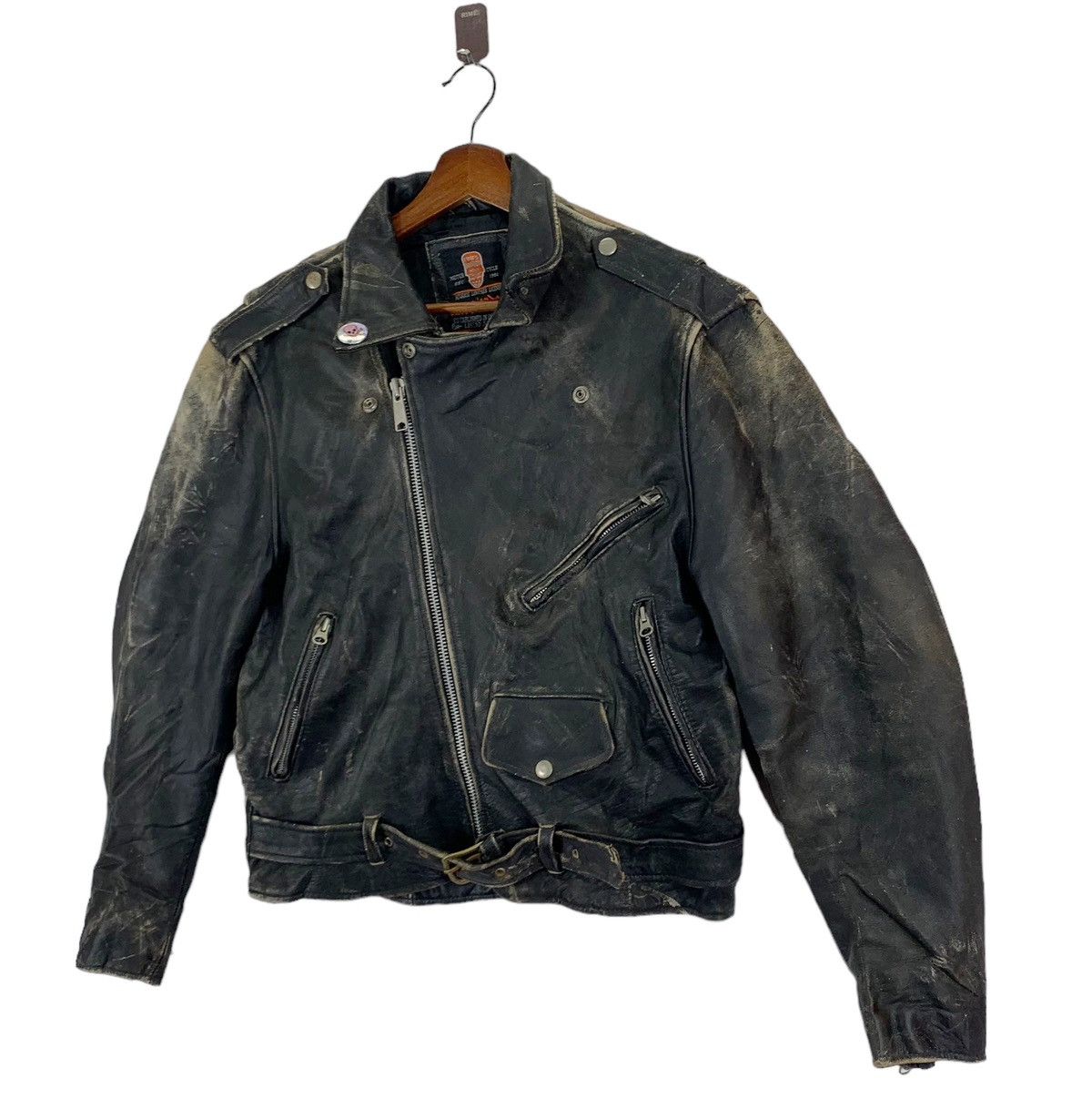 Genuine Leather 🔥🔥 VINTAGE CUIRS LEATHER BIKERS DOUBLE COLLAR JACKET Size US L / EU 52-54 / 3 - 2 Thumbnail