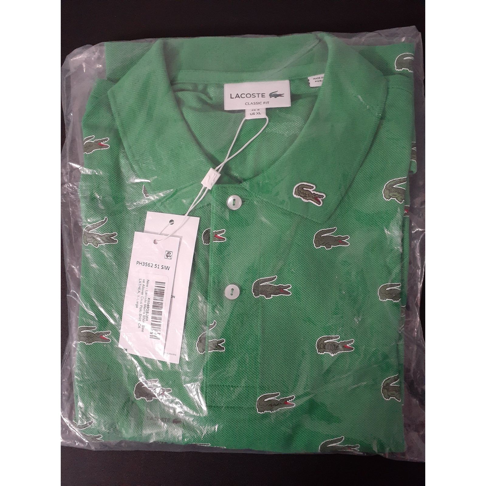 Lacoste Lacoste Men's Short Sleeve Allover Croc Polo Shirt XL Size US XL / EU 56 / 4 - 2 Thumbnail