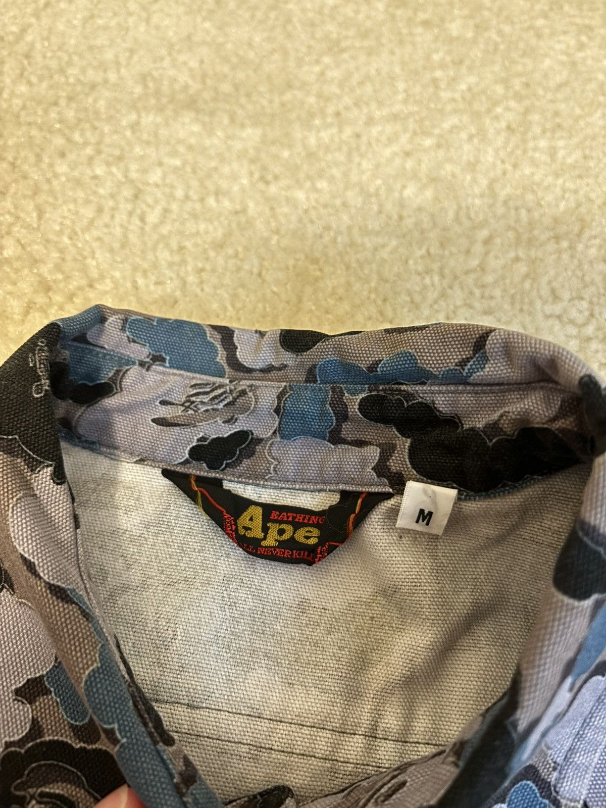 Bape × Kaws A Bathing Ape Kaws Cloud Camo Work Shirt Long Sleeve Blue Size US M / EU 48-50 / 2 - 3 Thumbnail