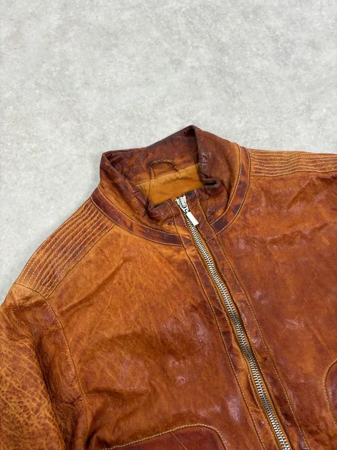 Vintage 2000s Massimo Rebecchi Cognac Biker Leather Jacket Size US M / EU 48-50 / 2 - 6 Thumbnail