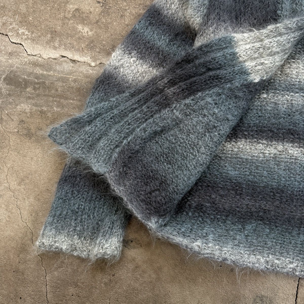 Handmade Blue and grey striped mohair cardigan Size M / US 6-8 / IT 42-44 - 5 Thumbnail