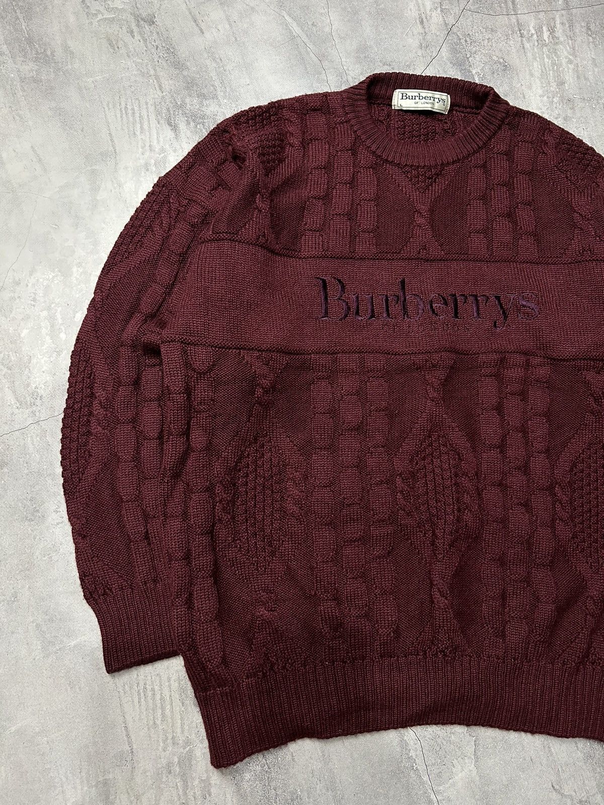 Burberry × Vintage VINTAGE 90s BURBERRY BIG LOGO KNIT SWEATER Size US L / EU 52-54 / 3 - 3 Thumbnail