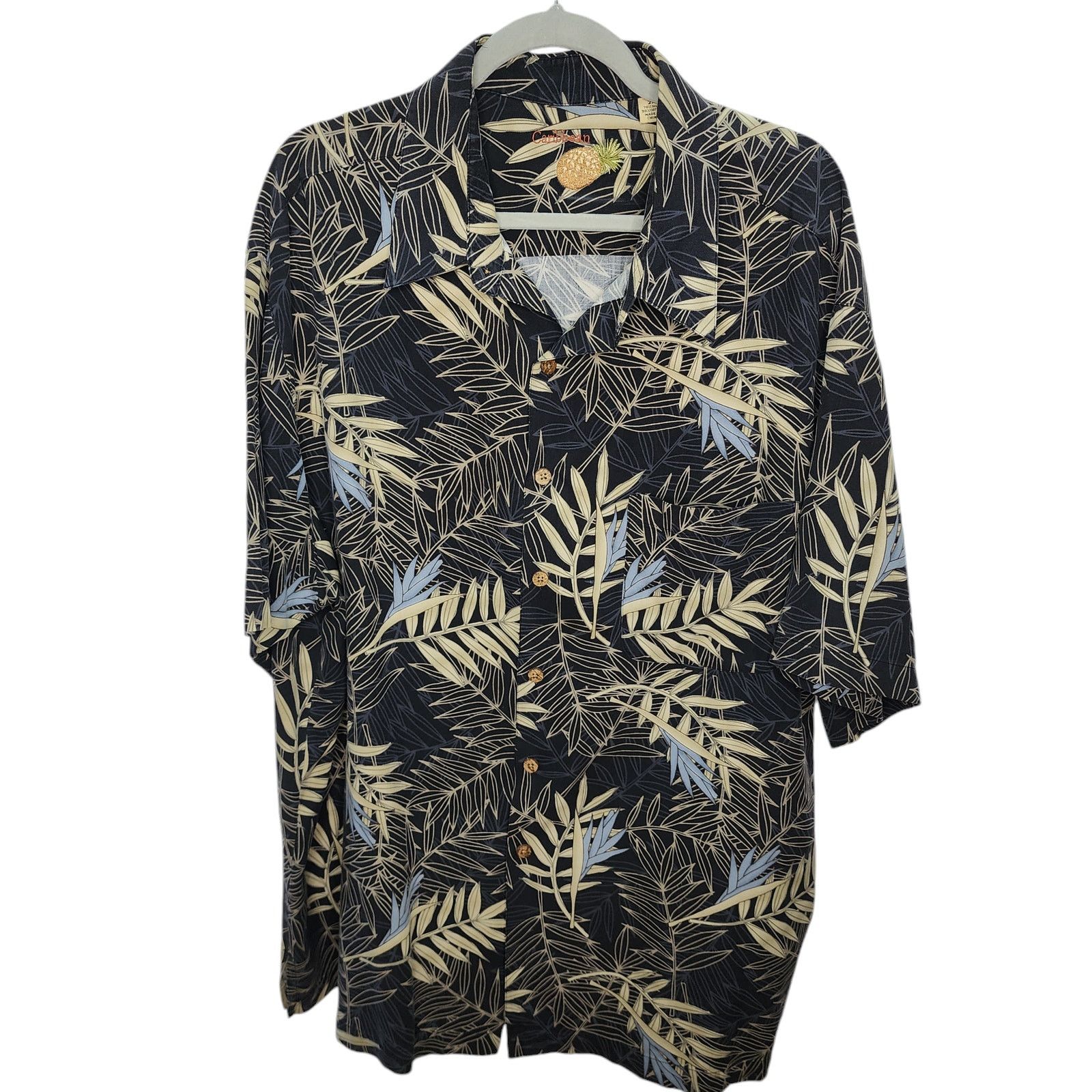 Caribbean Caribbean Black Floral Tropical Button Front Shirt Size US XXL / EU 58 / 5 - 1 Thumbnail