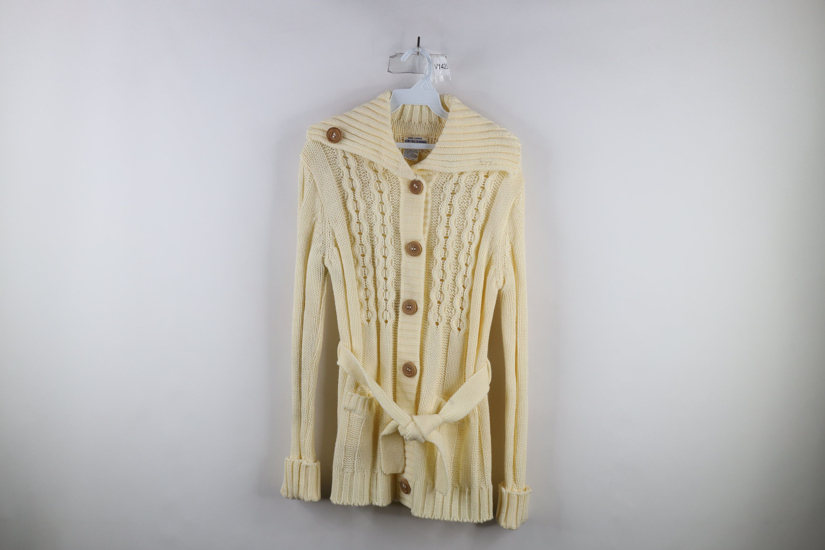Deadstock Vintage 70s Cable Knit Fisherman Cardigan Sweater