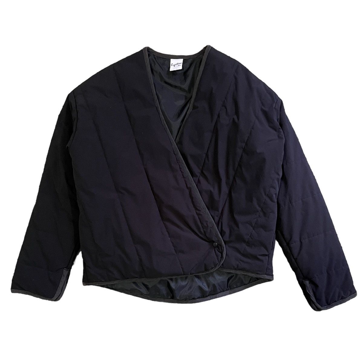 image of Avant Garde x Vintage Asymmetrical Kimono Style Puffer Down Jacket in Navy, Men's (Size Large)
