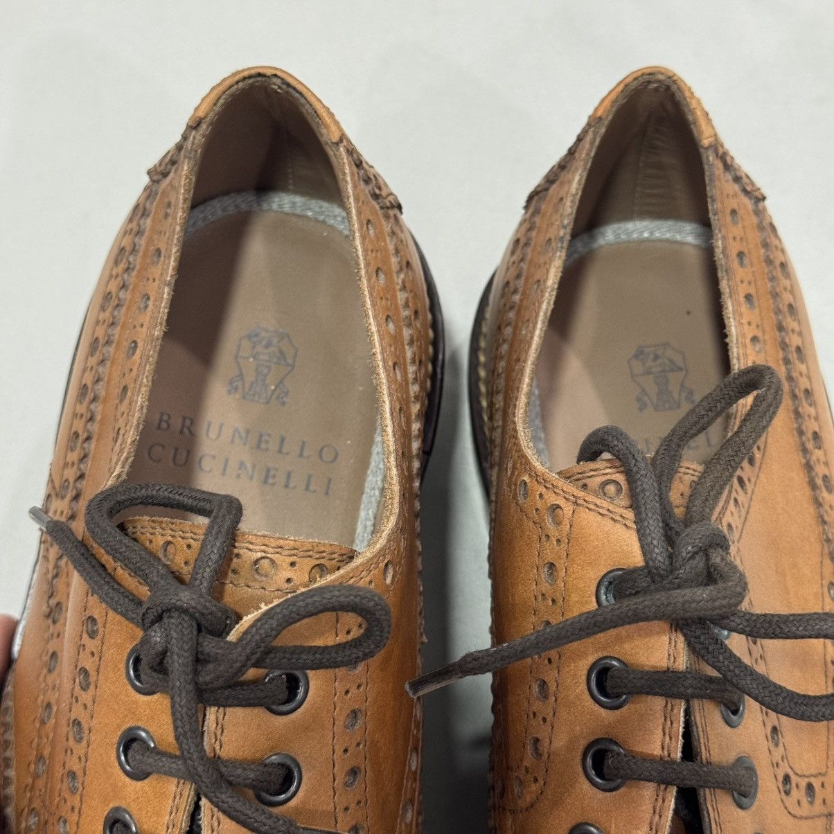 Brunello Cucinelli Brunello Cucinelli Wingtip Brogue Leather Shoes – Brown 🔥 Size US 10.5 / EU 43-44 - 15 Thumbnail