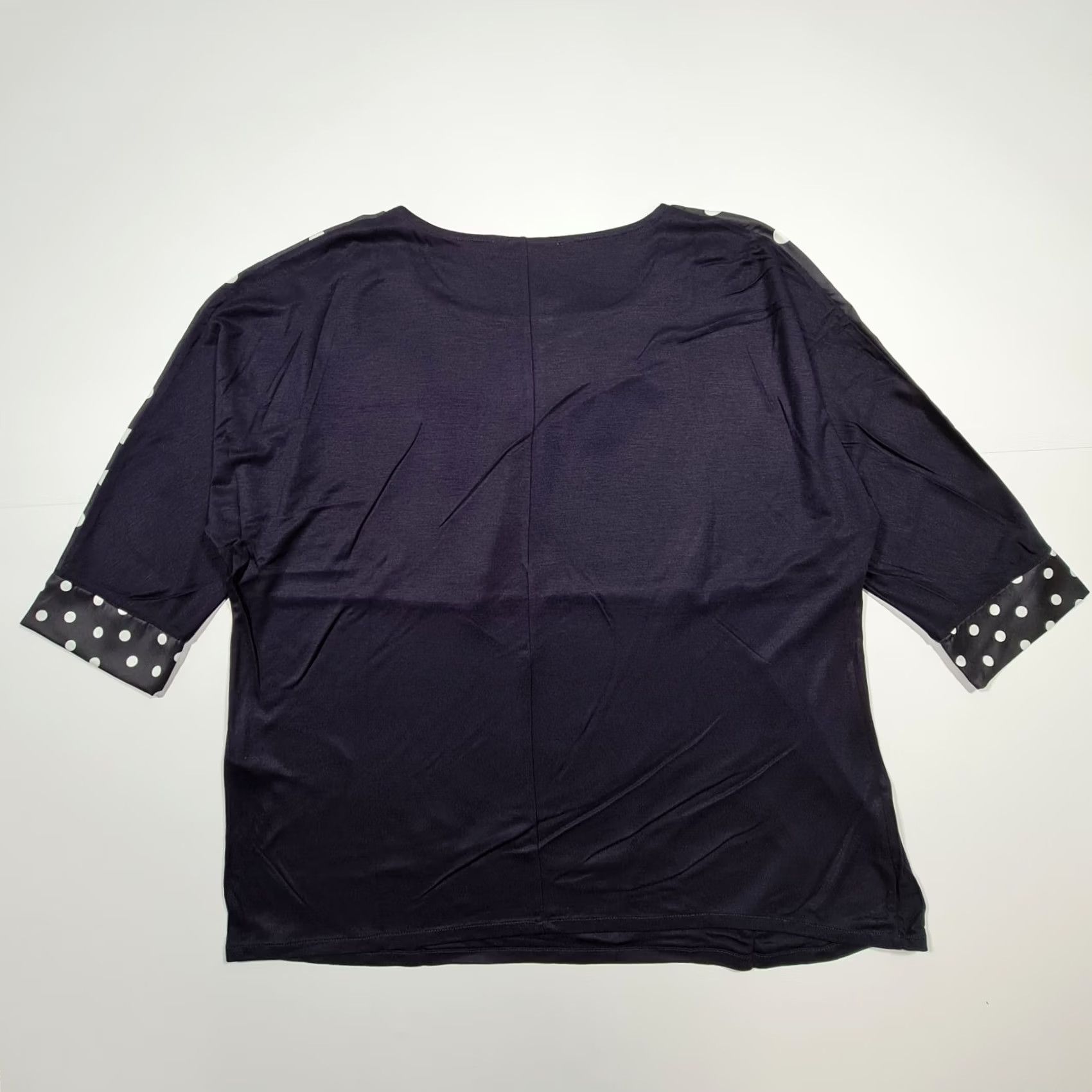 CO Betty & Co Womens T Shirt Navy Blue Polka Dot 3/4 Sleeve Top Large Size L / US 10 / IT 46 - 5 Thumbnail