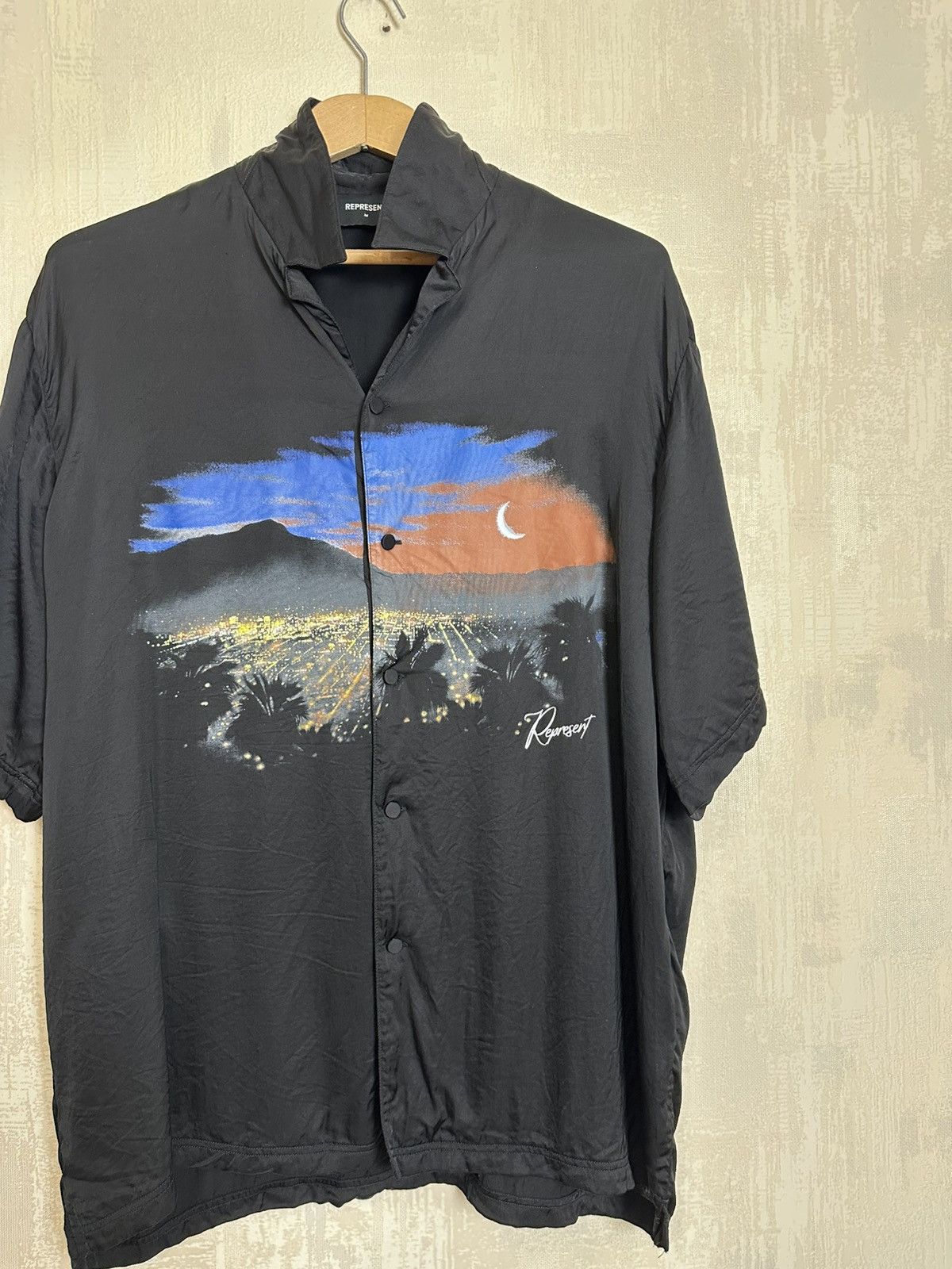 Represent Clo. 🔥 Represent The Hills Printed Satin SS Button Up Shirt Art Size US M / EU 48-50 / 2 - 3 Thumbnail