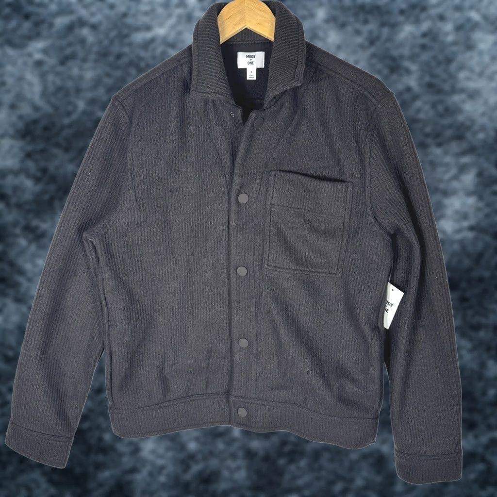 Vintage Mode of One Mens Knit Trucker Jacket Jet Grey Snap Front Shacket Small NEW Size US S / EU 44-46 / 1 - 1 Thumbnail