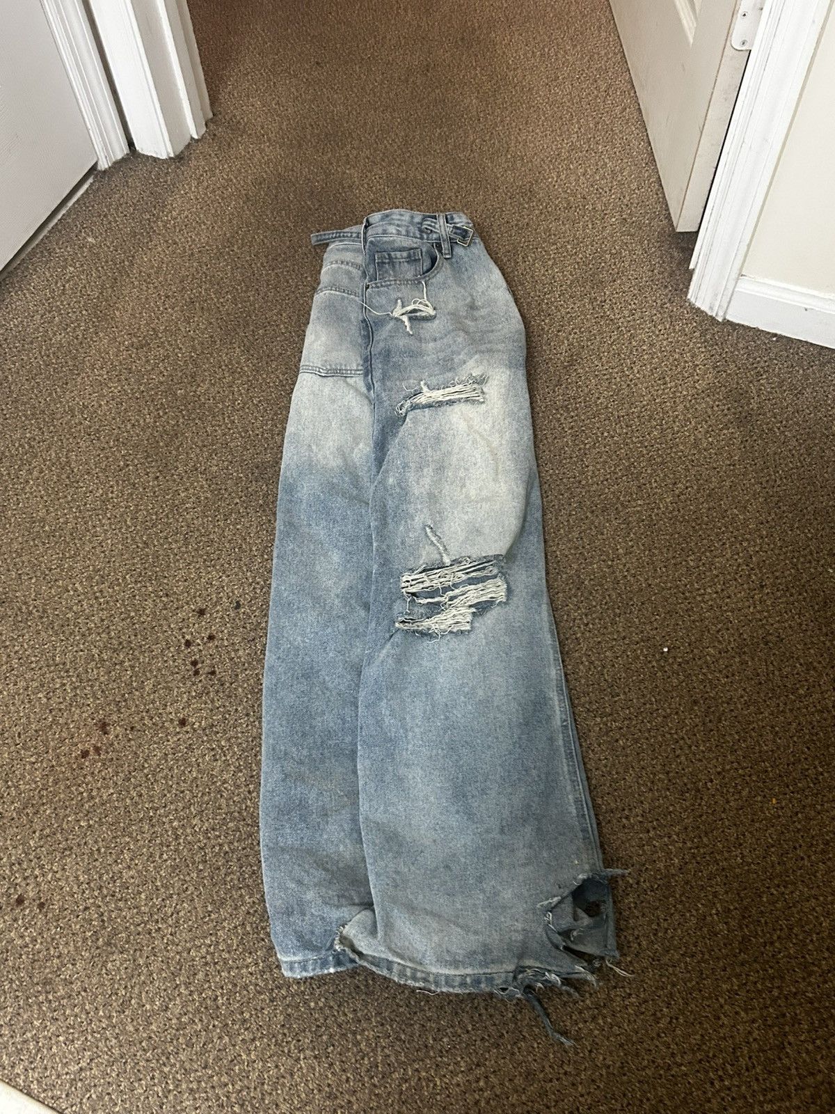 Avant Toi Light Blue Distressed Baggy Denim Size US 32 / EU 48 - 3 Thumbnail
