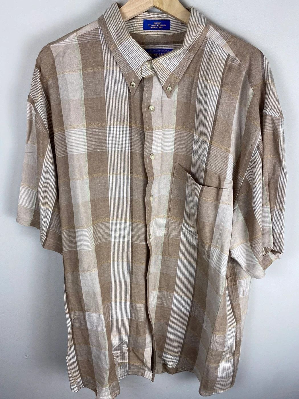 Vintage Vintage Pendleton Tan Beige Check Shirt Size US XXL / EU 58 / 5 - 1 Thumbnail