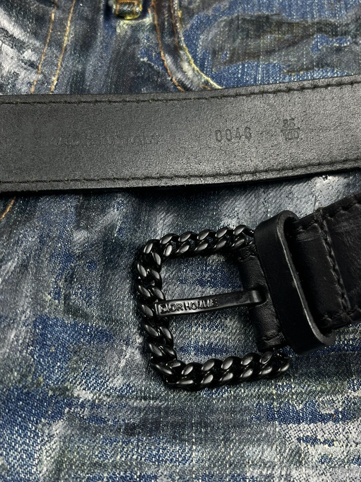 Dior × Hedi Slimane AW06 Dior Homme Hedi Slimane Chain Link Buckle Leather Belt Size ONE SIZE - 4 Thumbnail