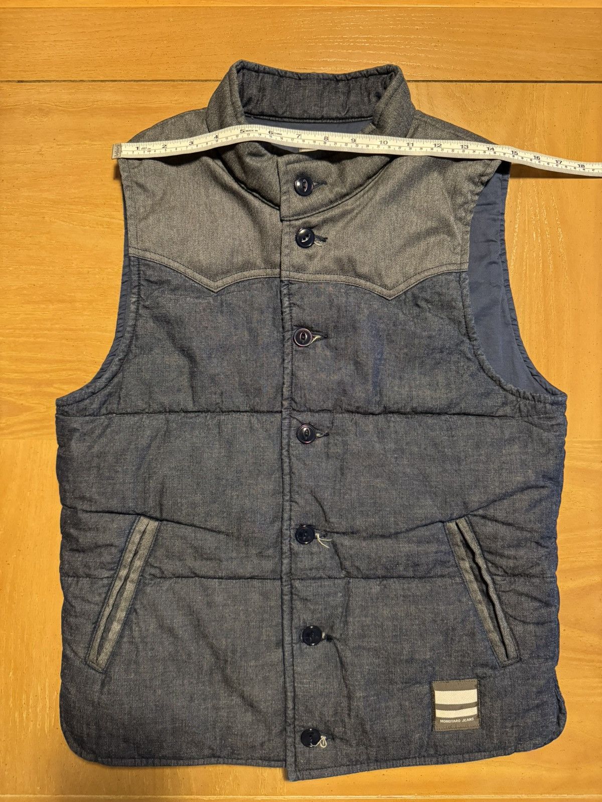 Momotaro Jeans Momotaro Chambray Padding Vest - SV011-4 Size US XS / EU 42 / 0 - 8 Thumbnail