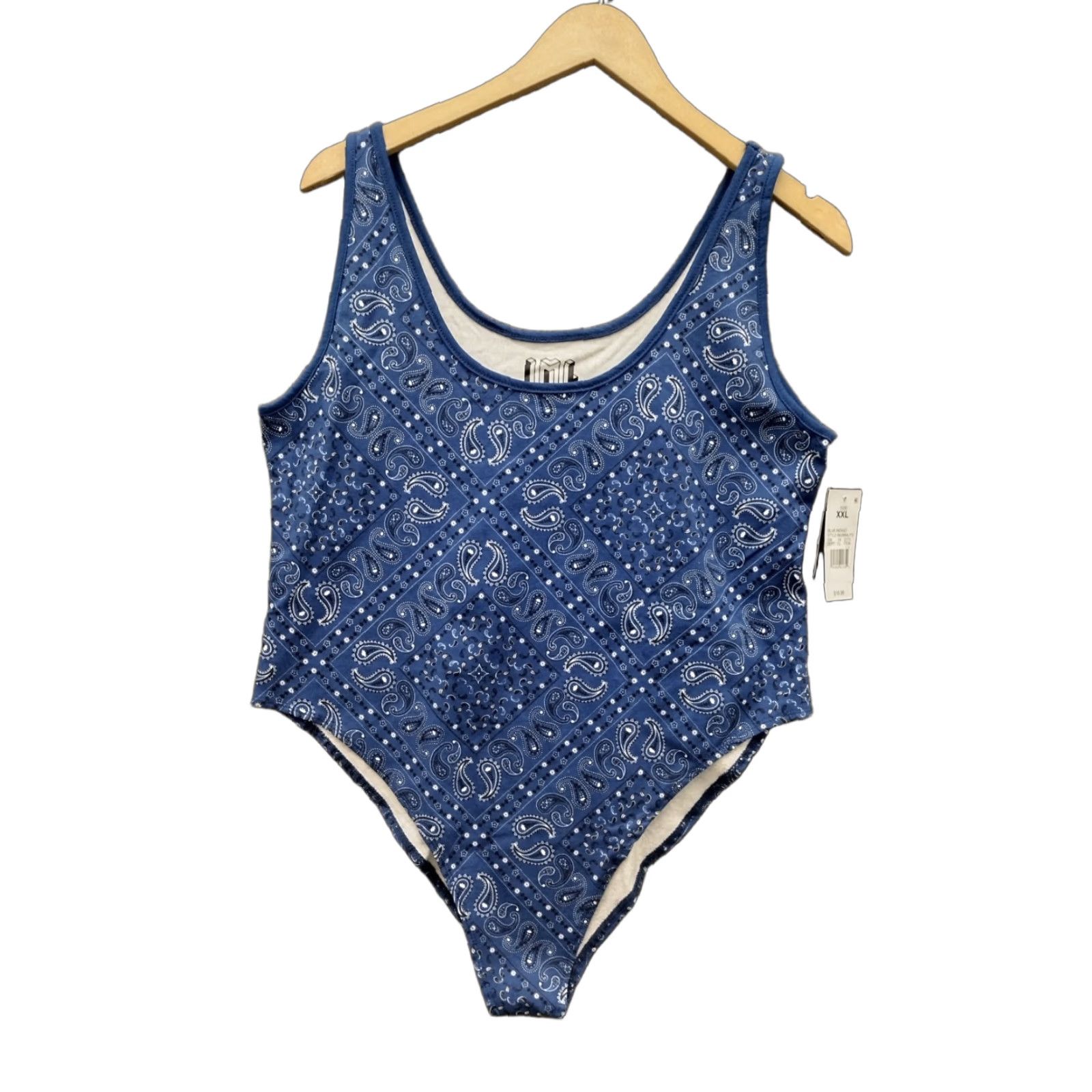 Vintage Isaac Morris Cotton Blend Bodysuit Sleeveless Women's XXL Blue Paisley Bandana Size XXL / US 16-18 / IT 52-54 - 1 Thumbnail