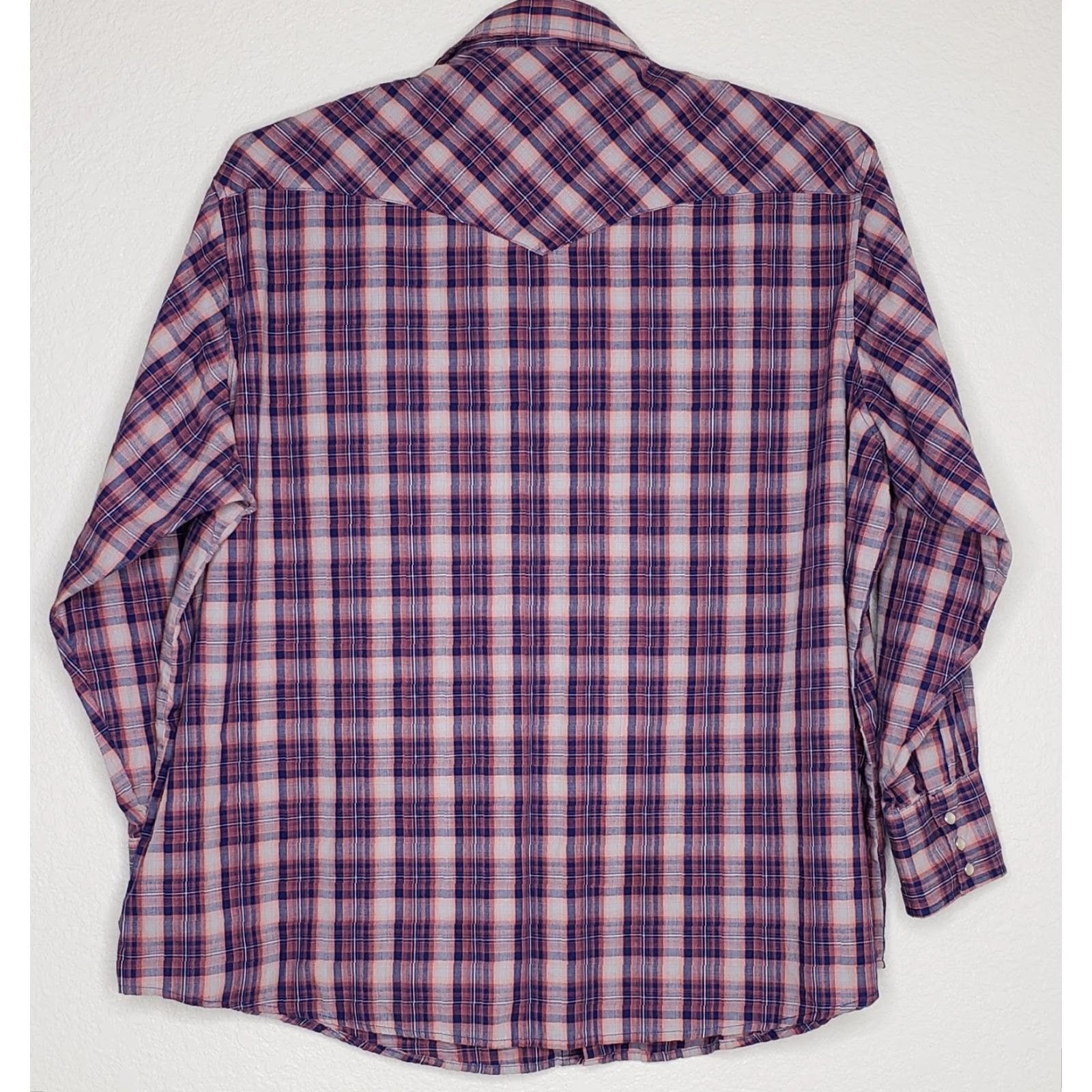 Wrangler Wrangler Mens Western Pearl Snap Shirt 2XL Long Sleeve Blue Orange Plaid Multicolor Cotton Blend Button-Up Pearl Snap Mens Western Shirt Size US XXL / EU 58 / 5 - 2 Thumbnail