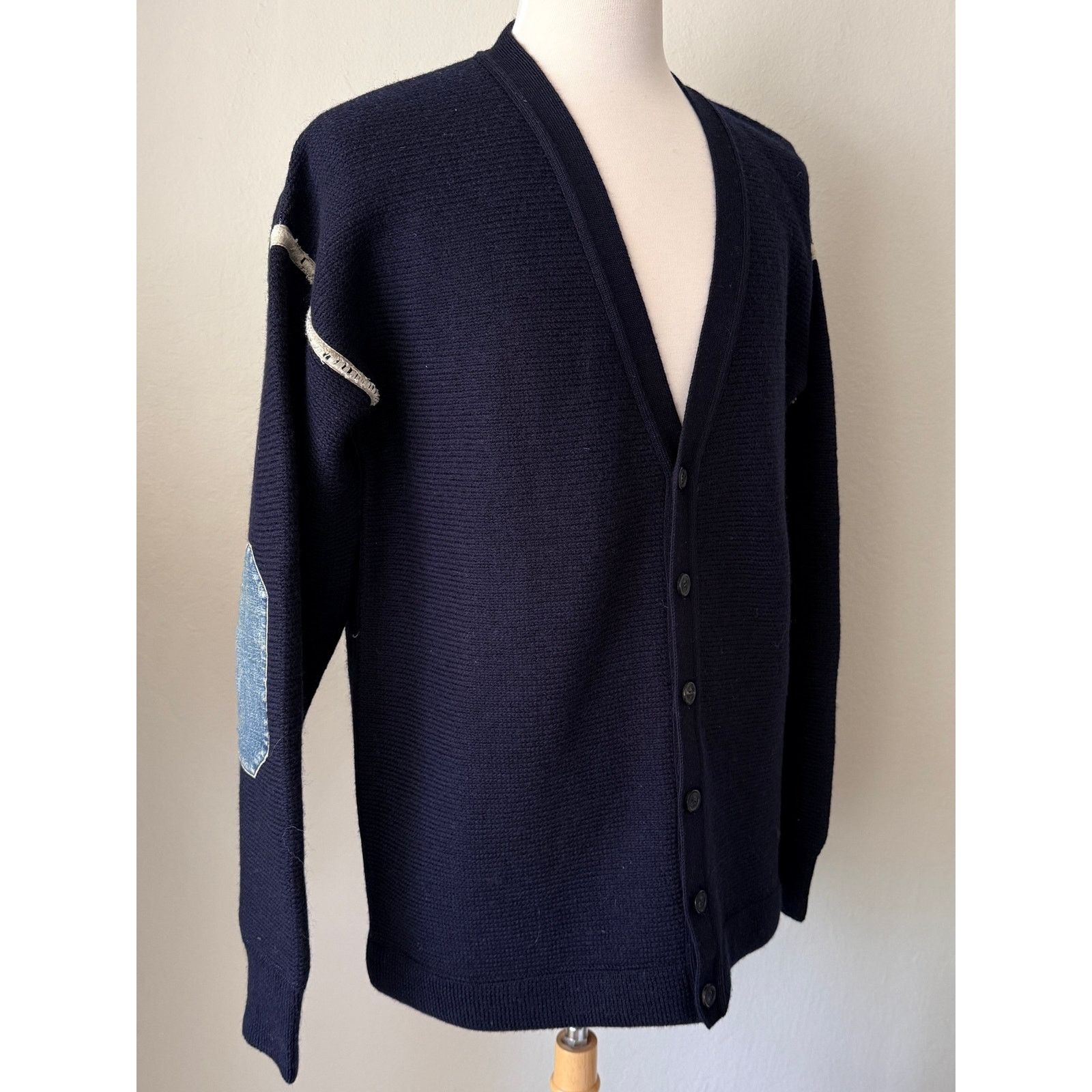 Maison Margiela Maison Margiela Wool Cardigan Denim Elbow Patch V-Neck NWT Size US M / EU 48-50 / 2 - 6 Thumbnail