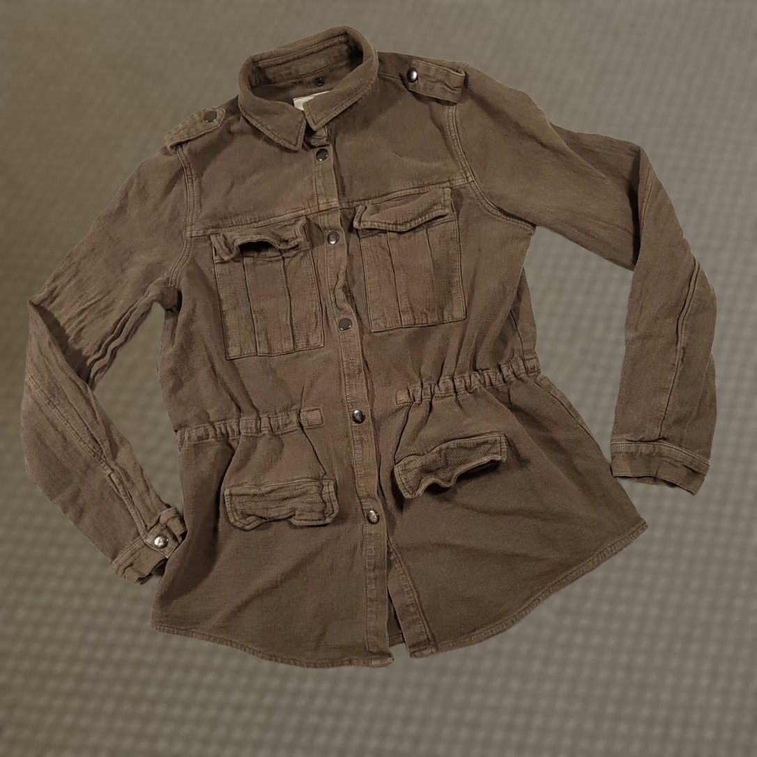 Anthropologie VINTAGE? White Crow Anthropologie Snap Jacket Women's Large Green Waffle Knit Military Size L / US 10 / IT 46 - 1 Thumbnail