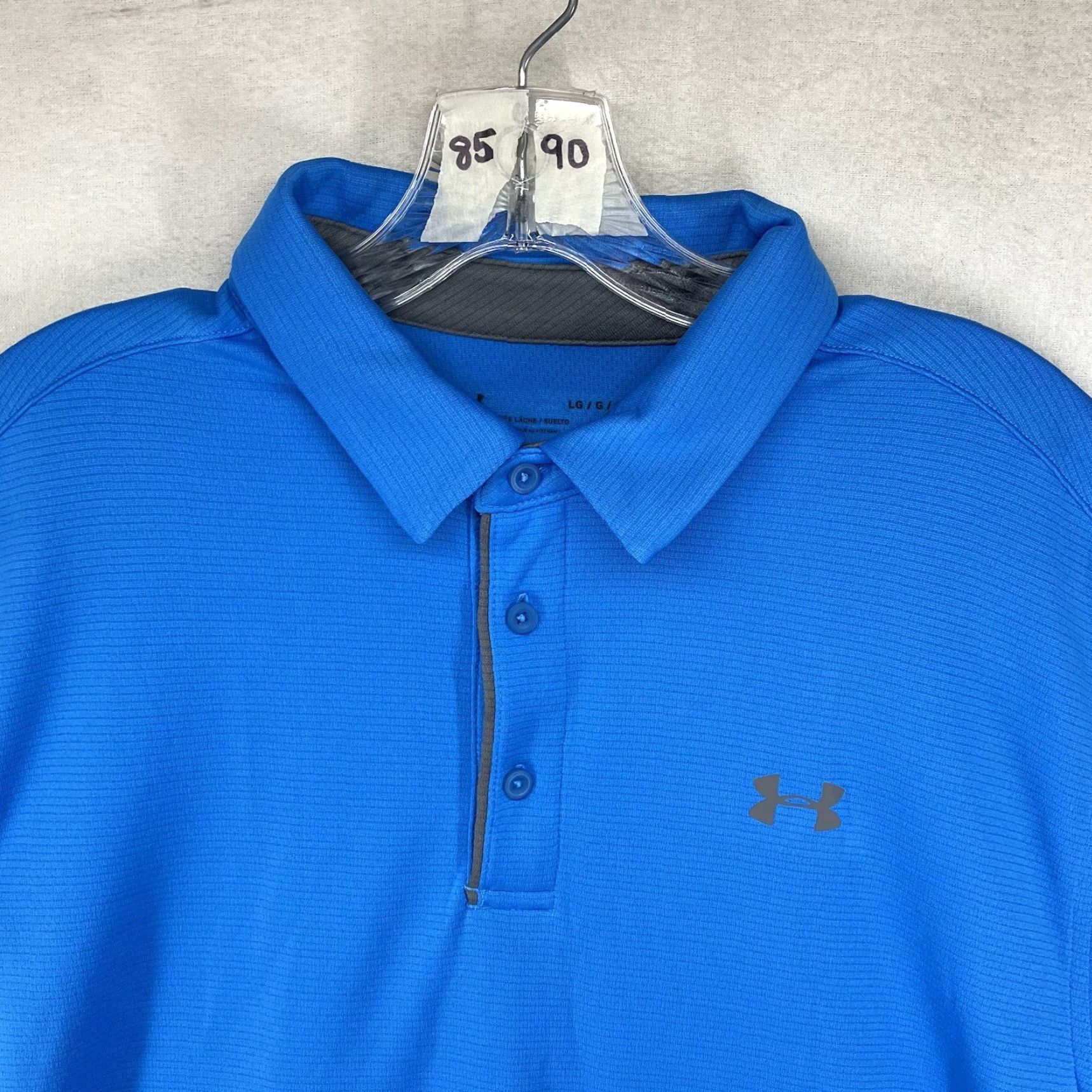 Under Armour Under Armour Polo Shirt Mens Large Loose Fit Blue Striped Short Sleeve Size US L / EU 52-54 / 3 - 5 Thumbnail