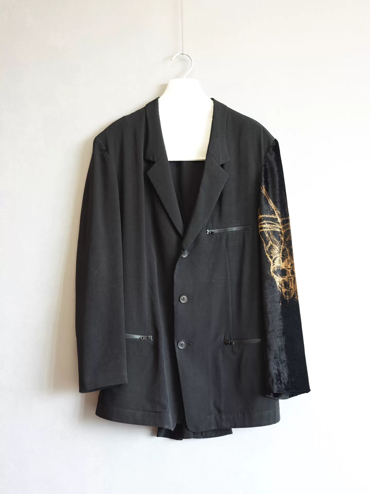yohji yamamoto velvet sleeve cascade jacket