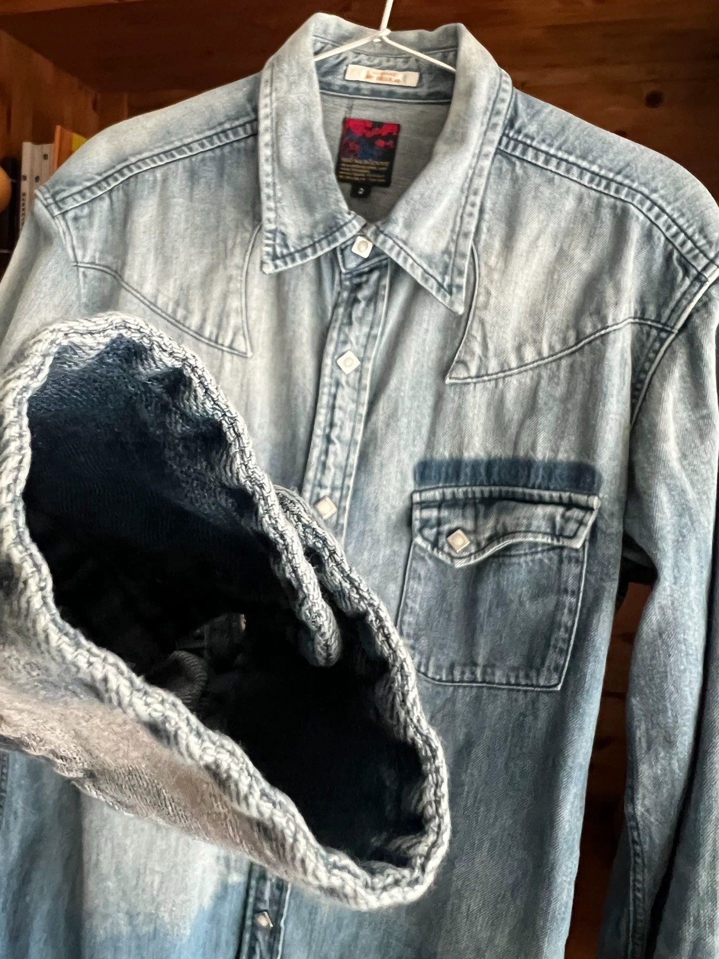 BRU NA BOINNE BRU NA BOINNE Western Denim Shirt Washed Batwing Japan L Size US L / EU 52-54 / 3 - 5 Thumbnail