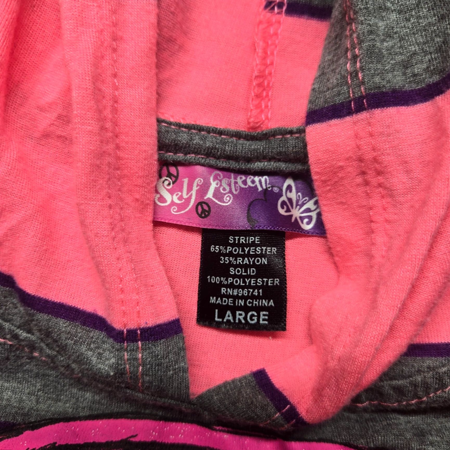 Vintage Self Esteem Hoodie Shirt Woman L Pink Wolf Butterfly 90s Size L / US 10 / IT 46 - 3 Thumbnail