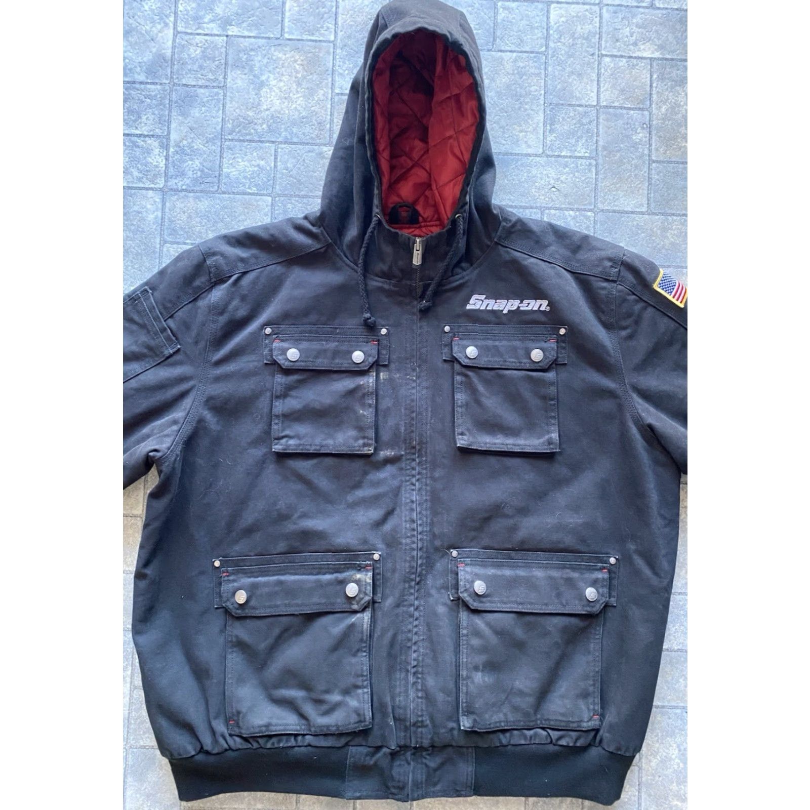 Vintage VINTAGE Snap-on Coat Jacket Black 2XL Men’s Pockets Lined Hooded Cotton Regular Coat Mens Black 2XL Snap-on Coat Jacket with Pockets Lined Hooded Size US XXL / EU 58 / 5 - 3 Thumbnail
