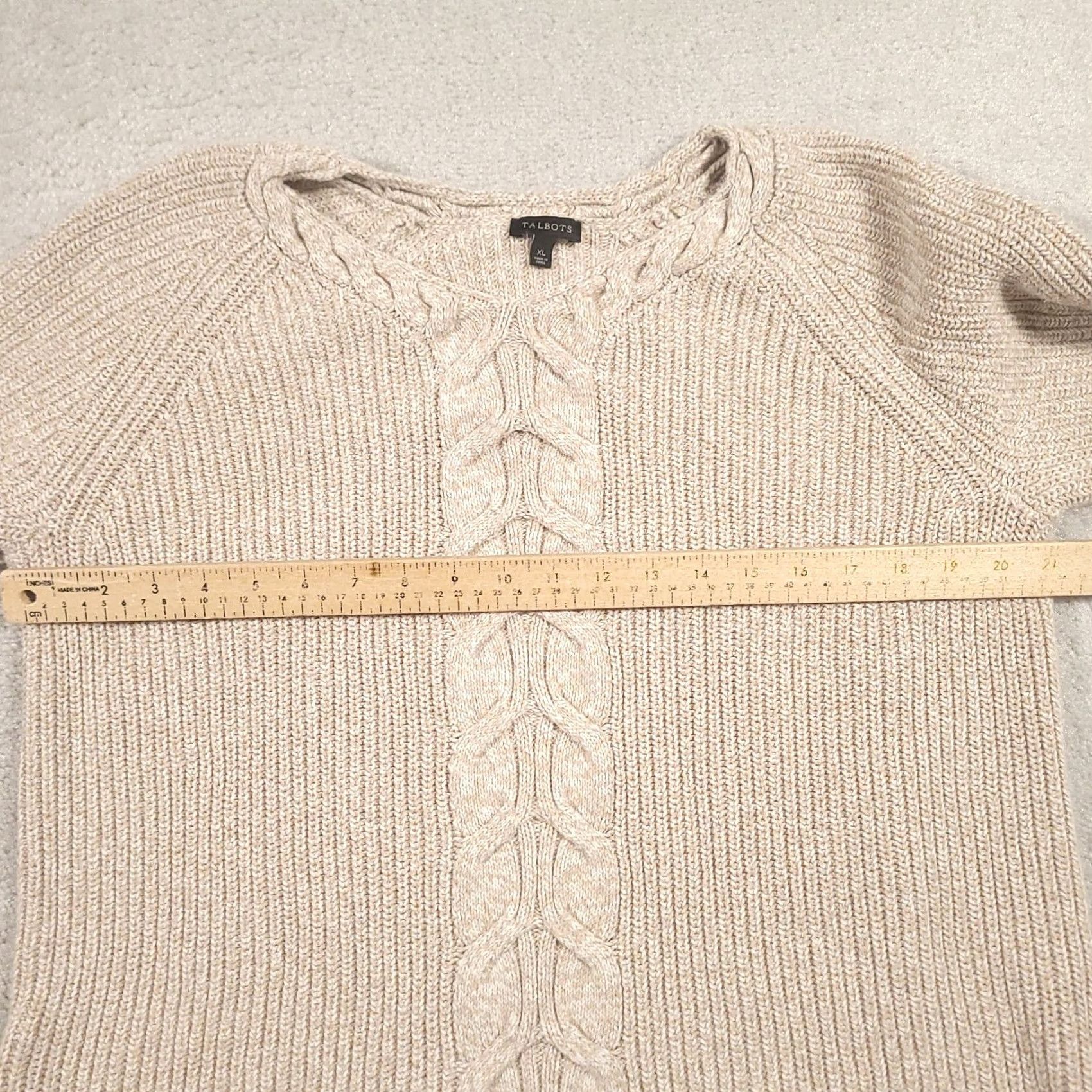 Talbots Talbots Cable-Knit Sweater XL Beige Pullover Womens Size XL / US 12-14 / IT 48-50 - 3 Thumbnail