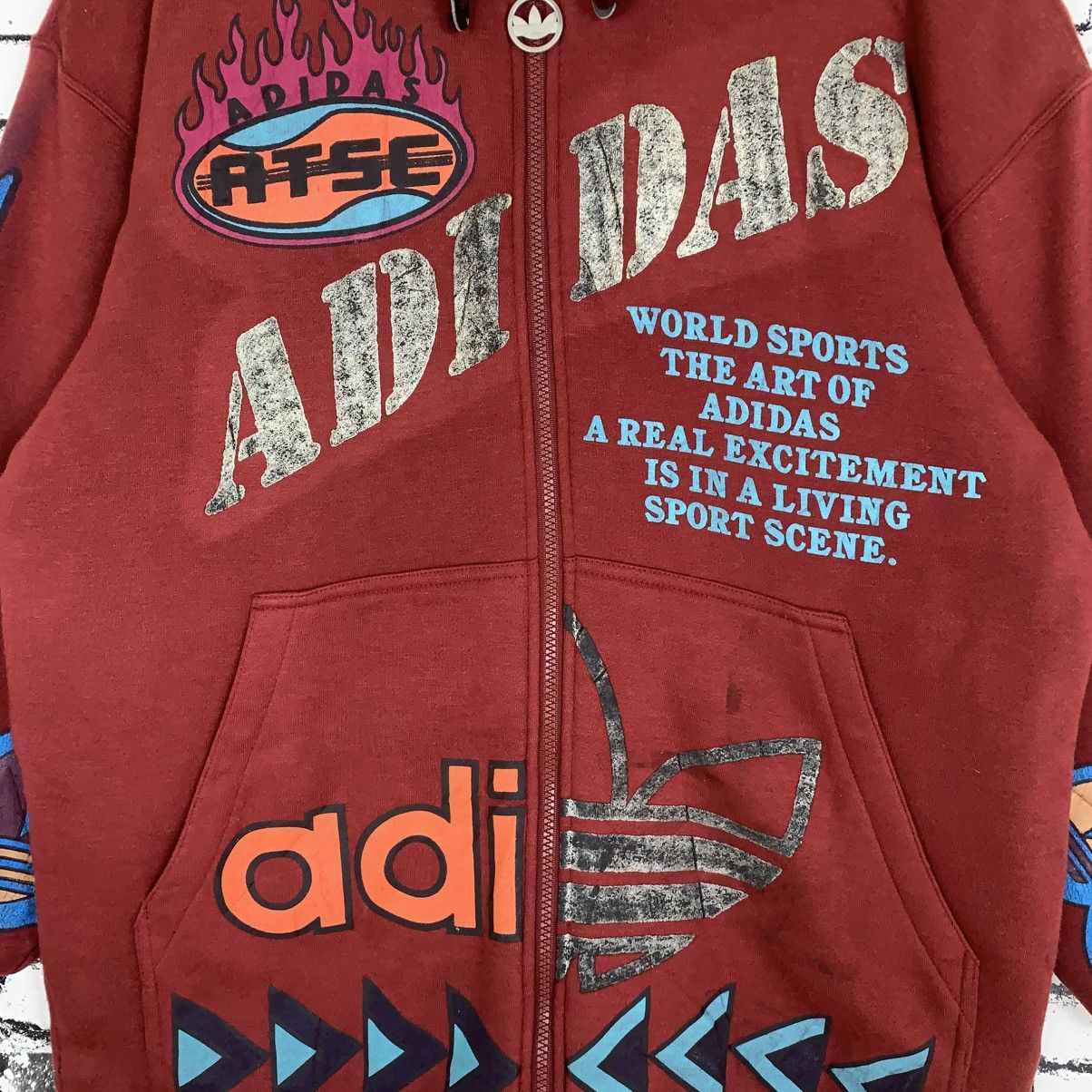 Adidas Vintage 90s Adidas Art Sherpa Hoodie Jacket Size US M / EU 48-50 / 2 - 2 Thumbnail