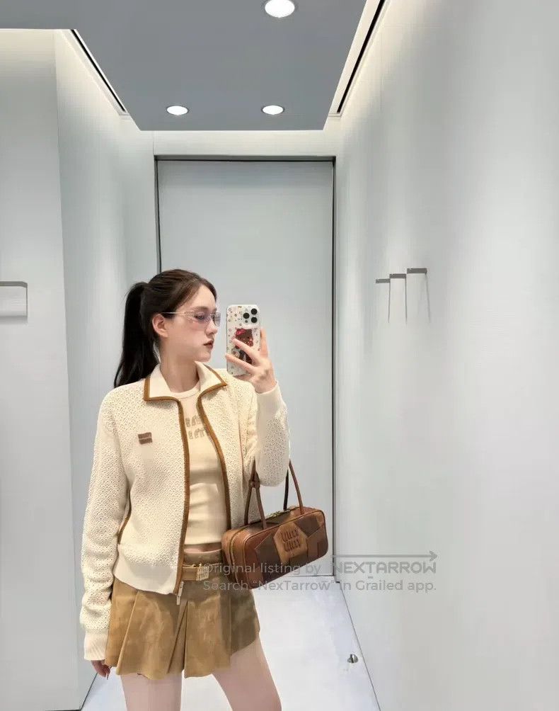 Miu Miu Miu Miu 36 Beige hollow knitted coat Size S / US 4 / IT 40 - 6 Thumbnail