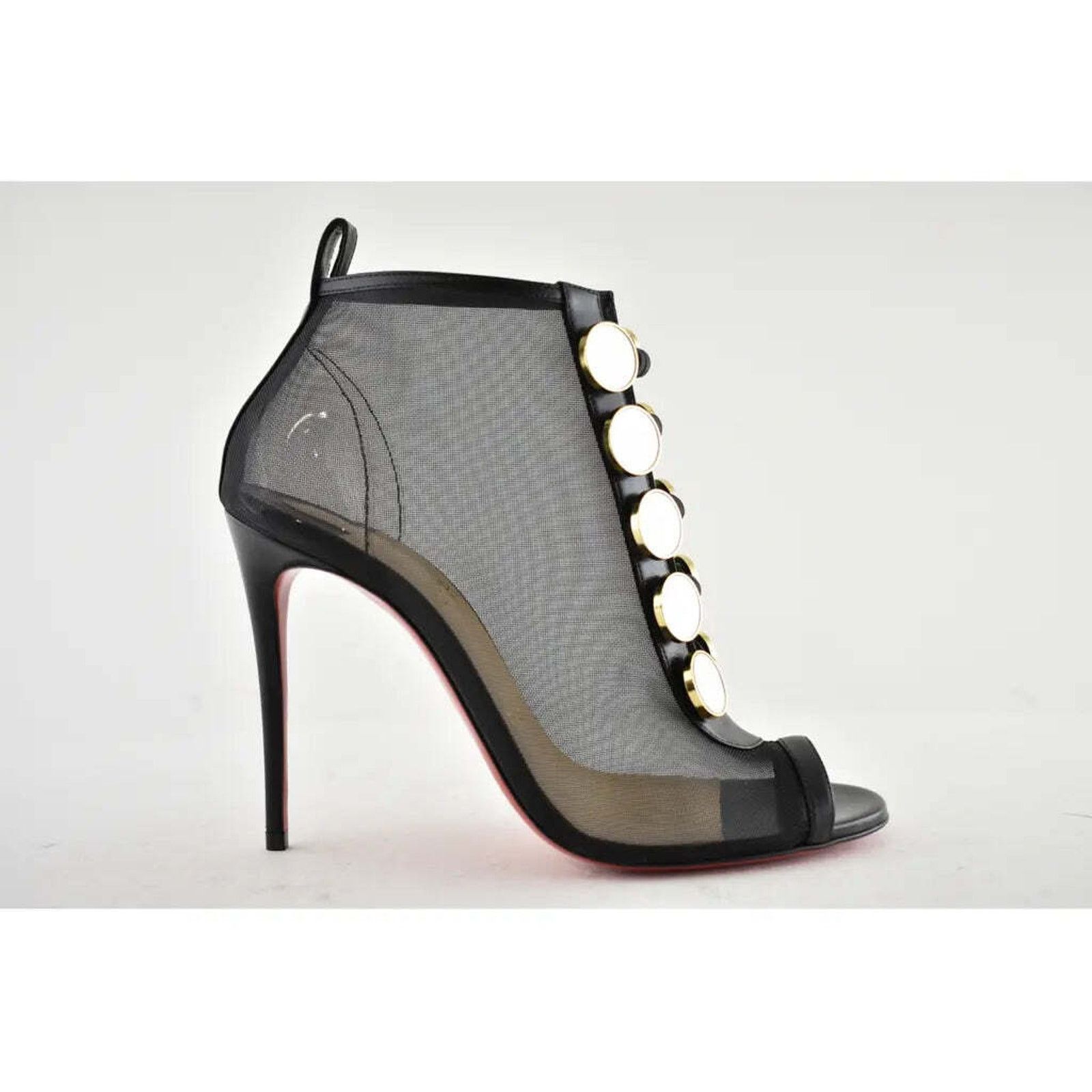 Christian Louboutin Christian Louboutin Marikate 100 Black Mesh Peep Toe Ankle Size US 7 / IT 37 - 2 Thumbnail